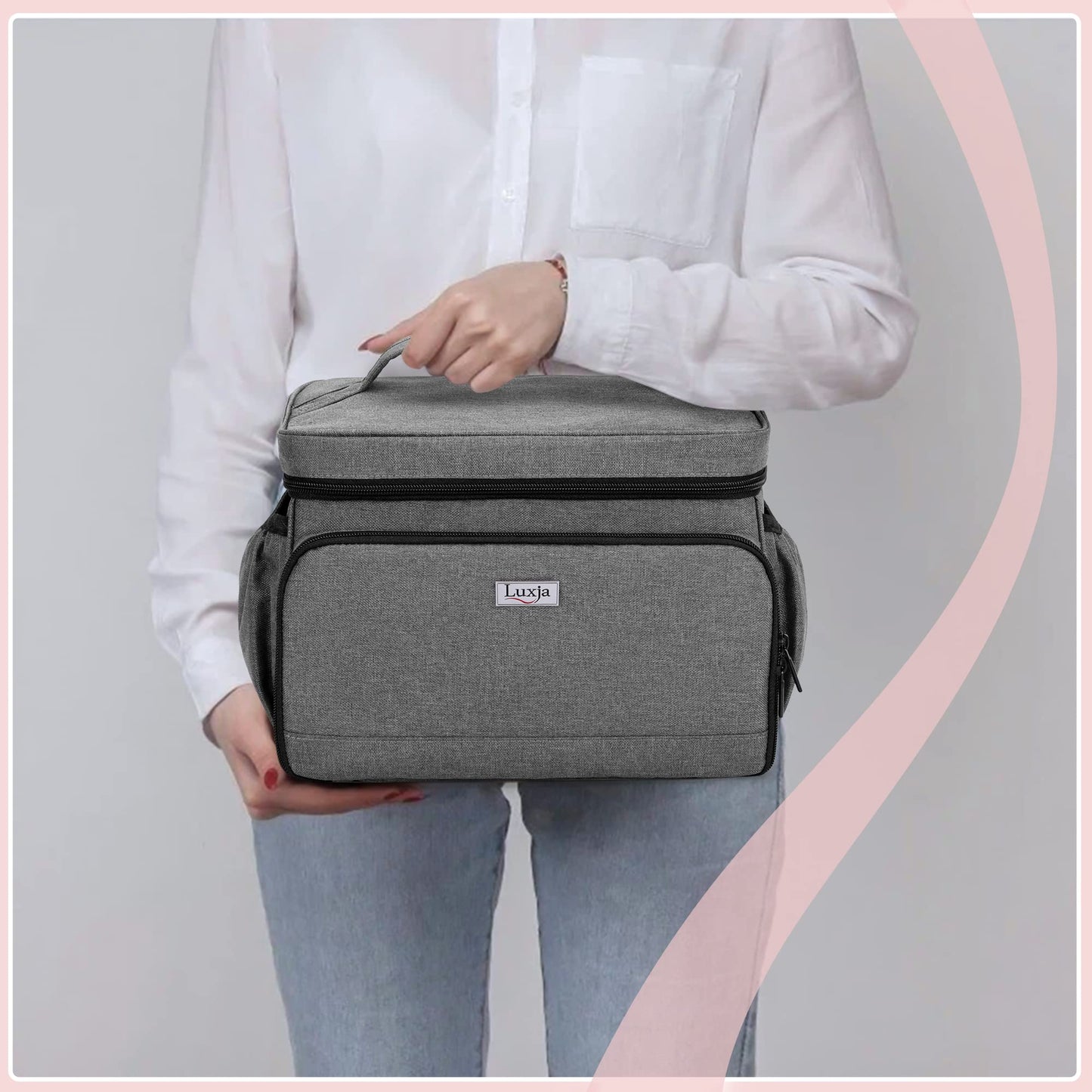 Luxja - Bolsa para extractor de leche compatible con Spectra S1 y S2, bolsa de bombeo para extractor de leche y piezas adicionales (adecuada para uso doméstico o de viaje), gris (pendiente de patente)