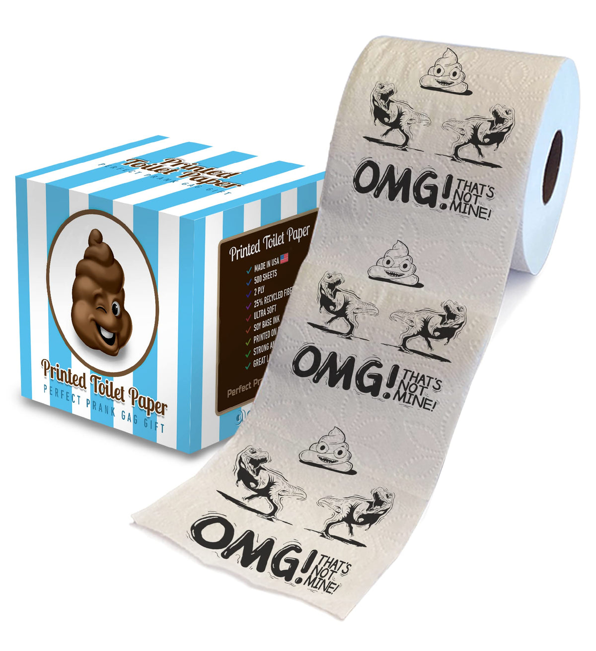 Papel Higiénico Printed TP Dinosaurio T-Rex Impreso para Bromas y Sorpresas