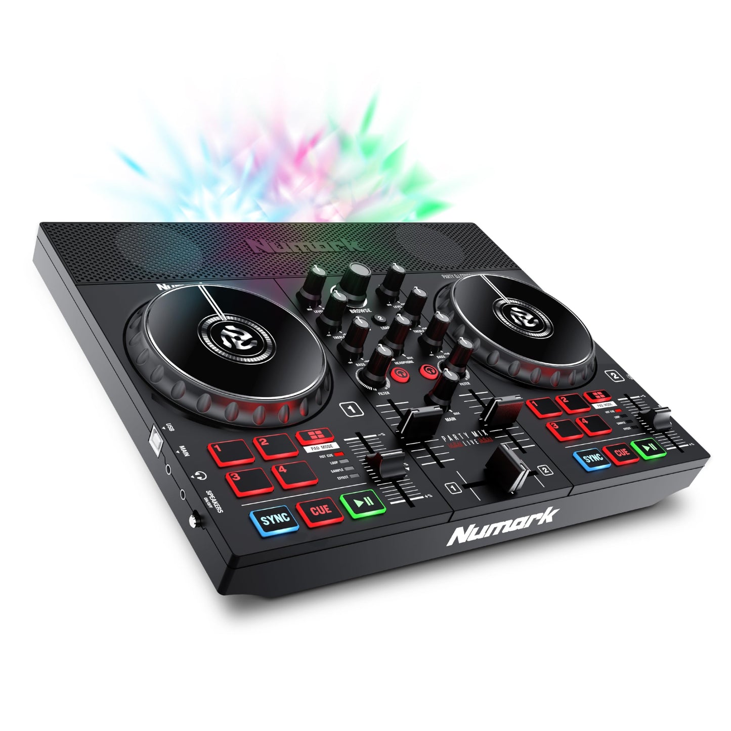 Controlador DJ Numark Party Mix Live Luces Integradas y Altavoces para Serato DJ Lite y Algoriddim djay Pro AI