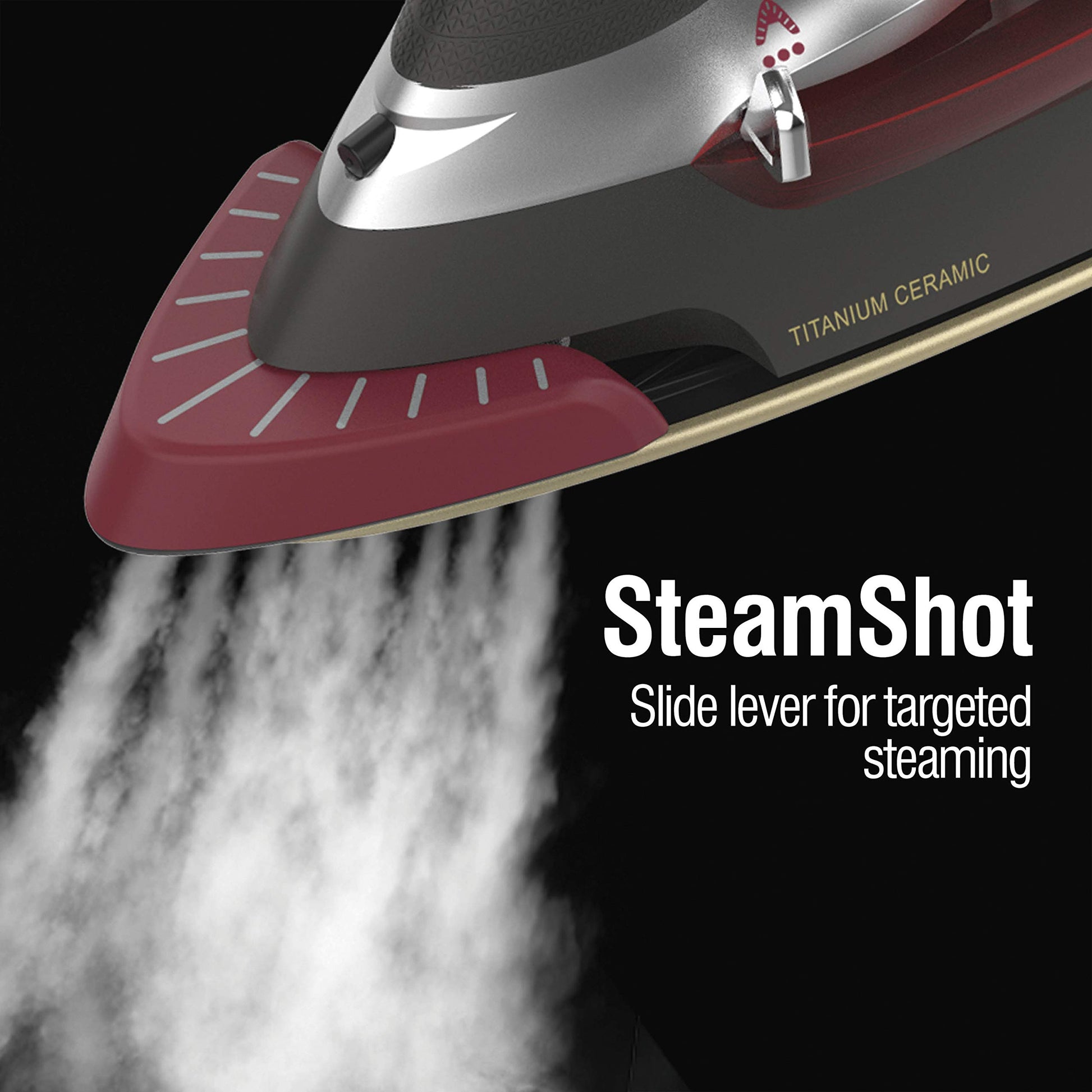 CHI Steam Plancha de Vapor 2 en 1 y vaporizador Vertical para Ropa con SteamShot Lente para Ropa con Suela infundida de Titanio, 1200 vatios, Cable de 10 pies (13108), Mediano