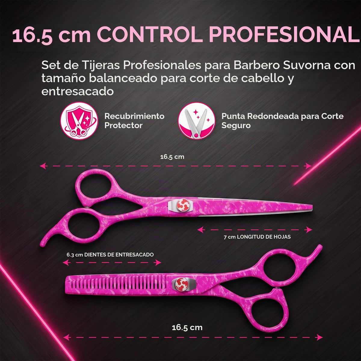 Tijeras de corte de pelo Suvorna profesionales con tijeras de adelgazamiento para corte de pelo | 2 tijeras de corte de pelo | Tijeras de pelo profesionales RightHand
