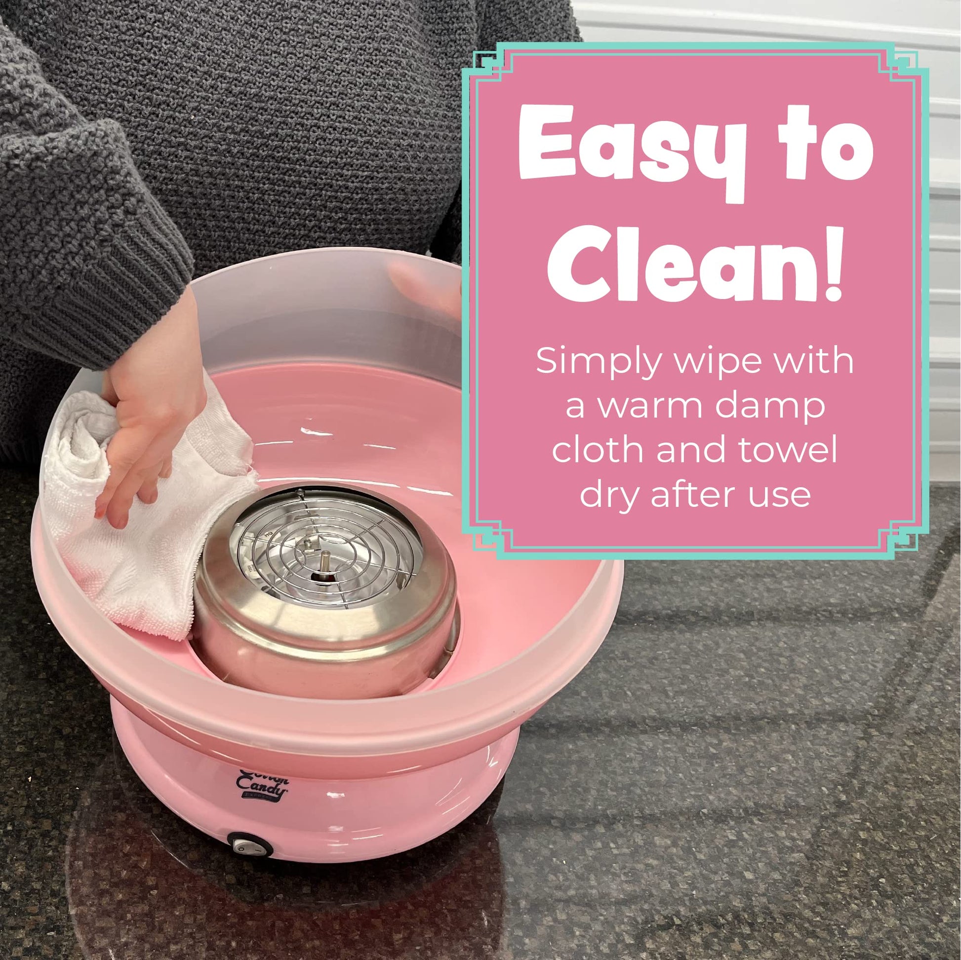 Cotton Candy Express CC1000-S - Máquina de algodón para caramelos, color rosa. Fácil de usar y limpiar. Un gran valor, nostalgia y diversión para niños y adultos. Viene con manual de instrucciones y