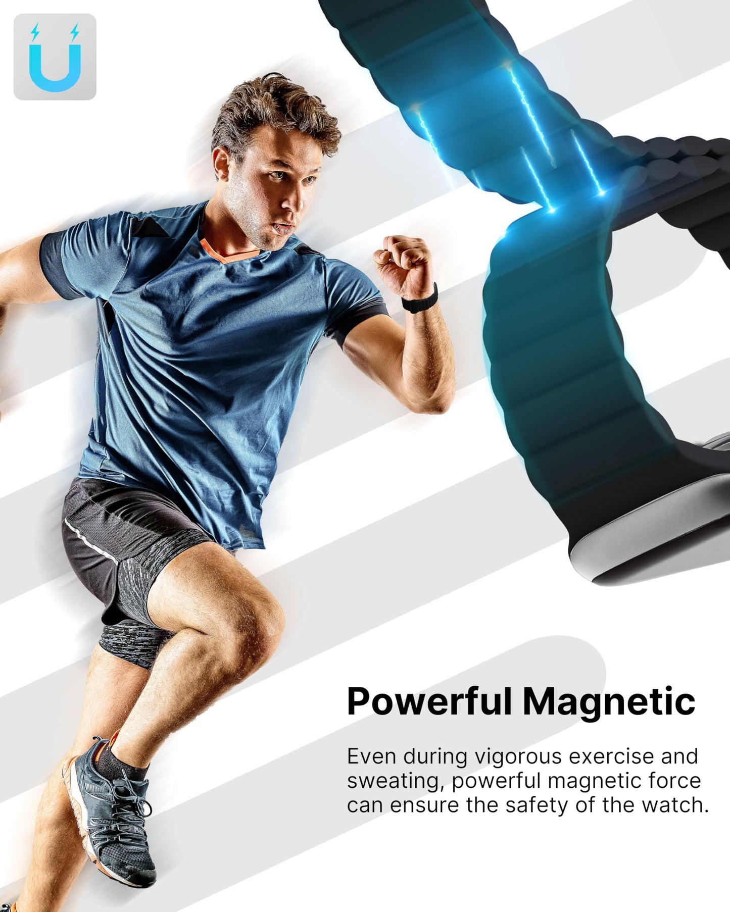 Fullmosa Correa Magnética de Silicona Para Apple Watch 44mm 45mm 42mm 49mm 46mm,Pulseras Deportiva para iWatch Ultra2/1 Series 10 9 8 7 6 5 4 3 2 1 Se Se2 Mujeres Hombres,Negro