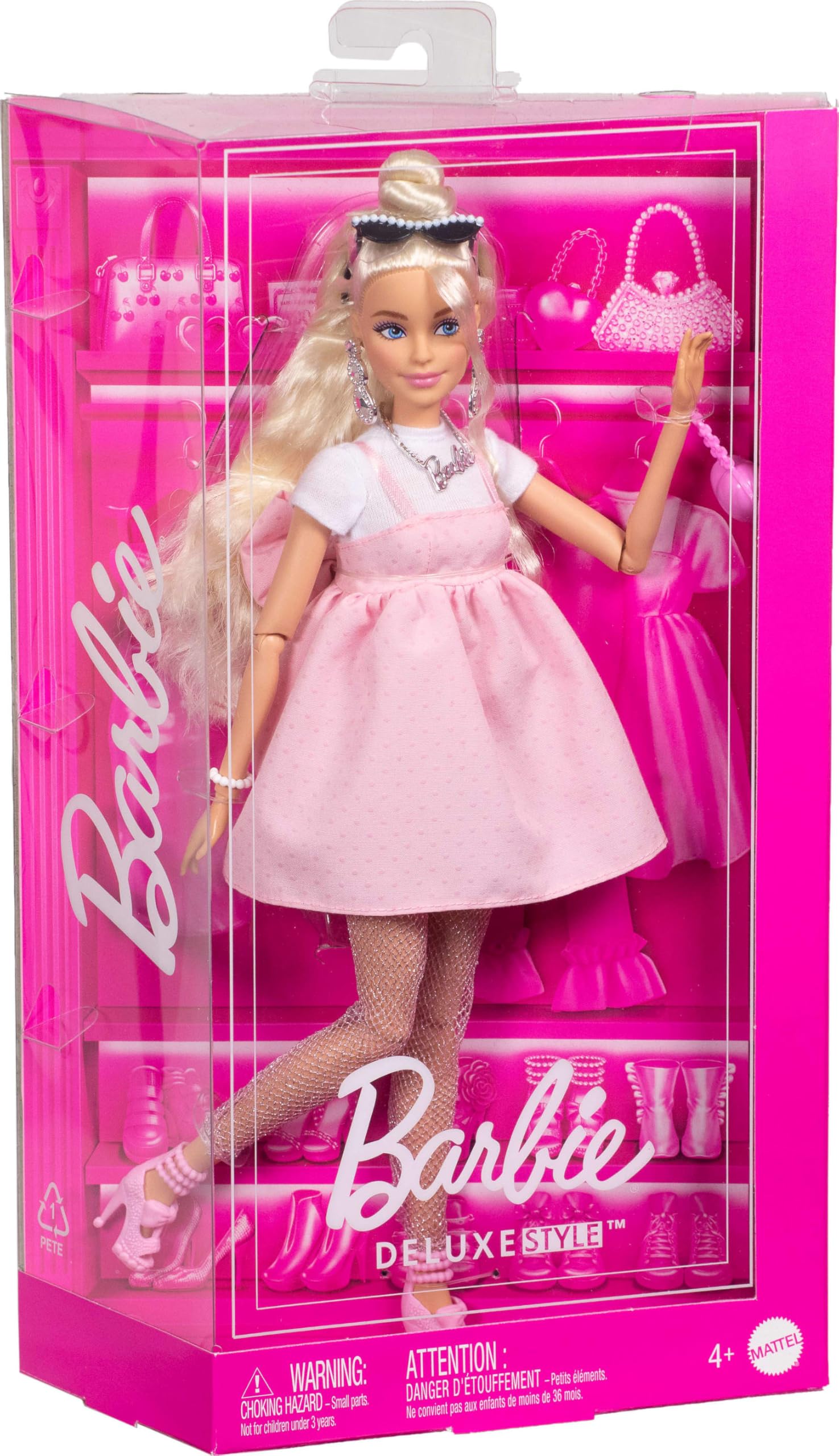 Barbie Fashionista Muñeca Deluxe Vestido Rosa con Moño para niñas de 4 años en adelante
