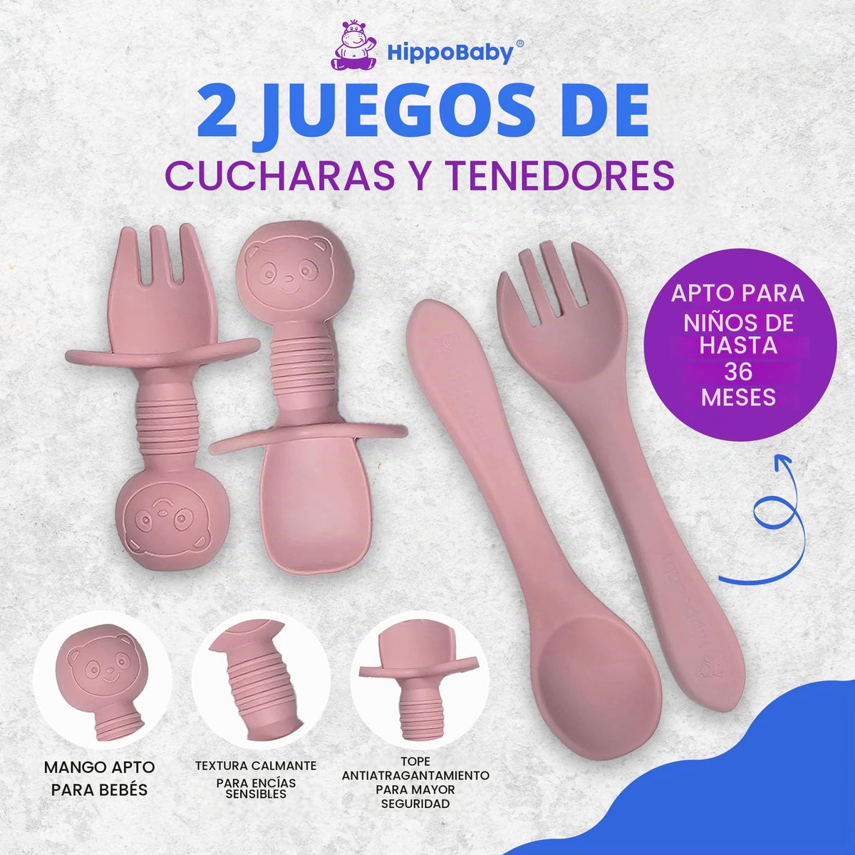 HippoBaby Baby Led Weaning Supplies | 10 Piece Silicone Feeding Set | Baby Toddler Bib Cup Divided Plate and Bowl Self Feeding Spoons Dish Set | Baby Utensils | Toddler Feeding Supplies (Light Pink)