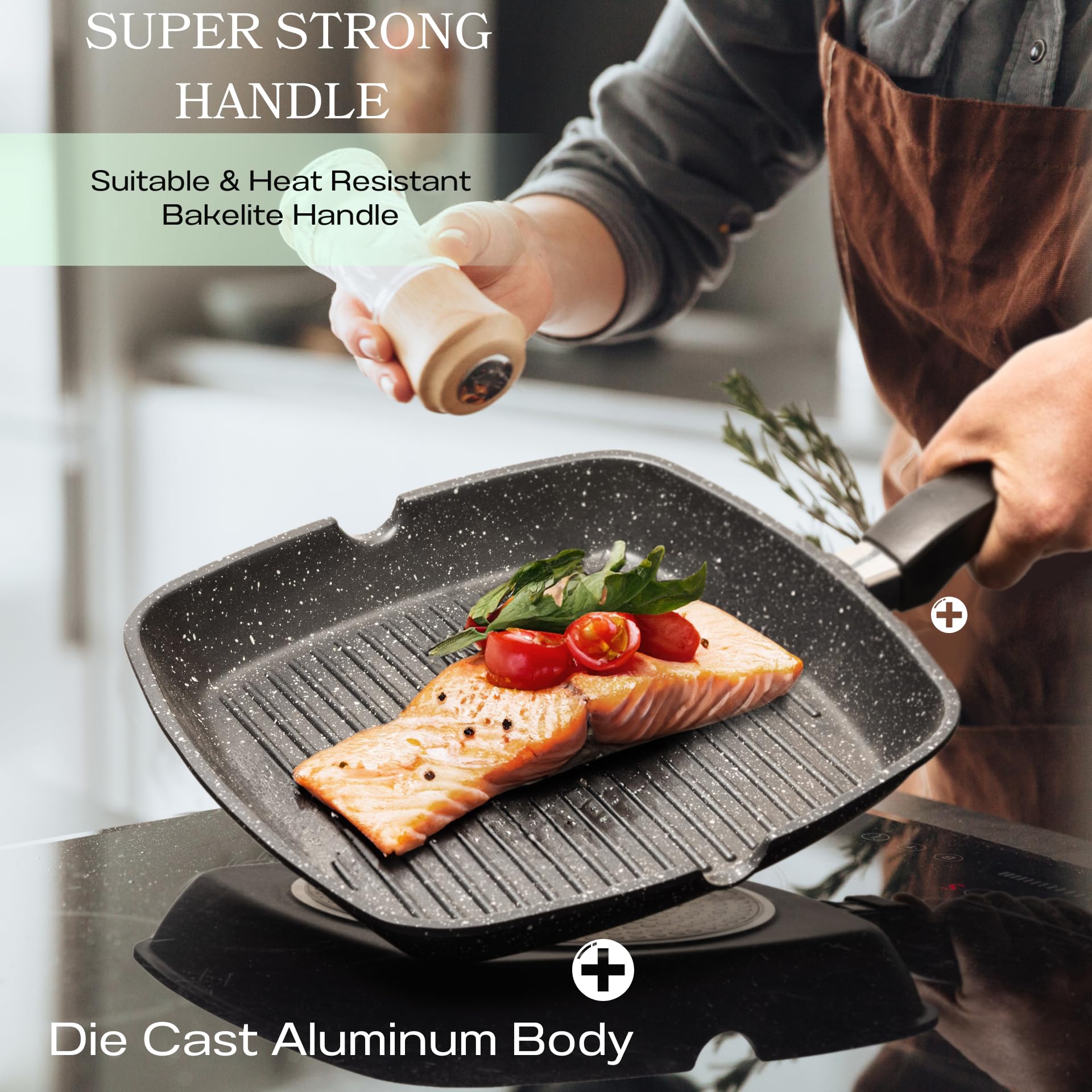 Parrilla de Aluminio Moss & Stone Gris con Picos Vertedores de 11 Pulgadas