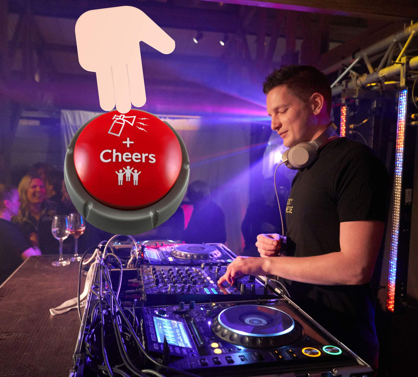 Bocina de aire con efecto de sonido con aplausos y vítores, botón de ruido, zumbador para oficina, fiesta de fútbol, regalo de broma, DJ HYPE