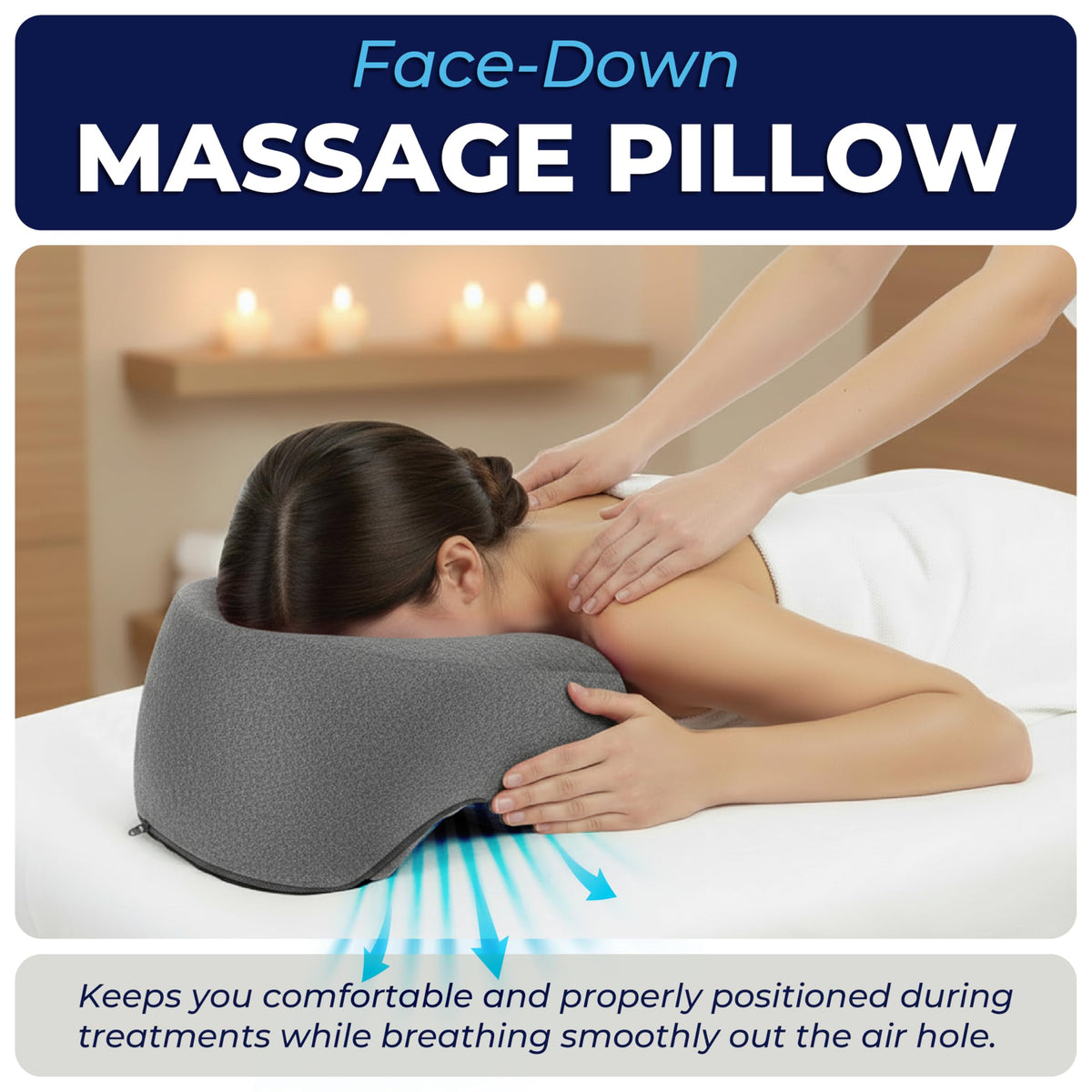 Almohada Facial de Espuma Viscoelástica para Cama de Masaje Blanca con Cuna Ajustable para Cirugía y Bronceado