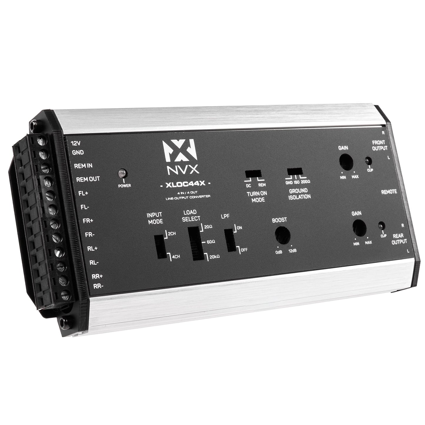 NVX XLOC44X 4 entradas / 4 salidas Convertidor de salida de línea activa de alto voltaje con adaptación de impedancia y control de nivel remoto