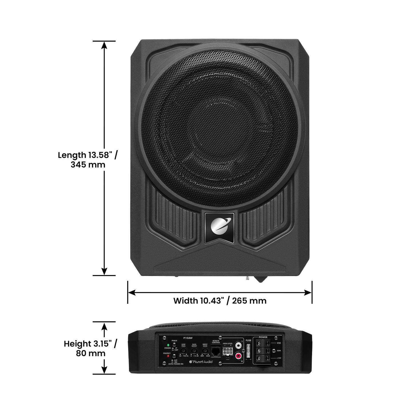 Planet Audio Subwoofer Amplificado para automóvil P10AWK: 1000 vatios, Perfil bajo, subwoofer de 10 Pulgadas, Kit de instalación de Amplificador de Calibre 8 Incluido.