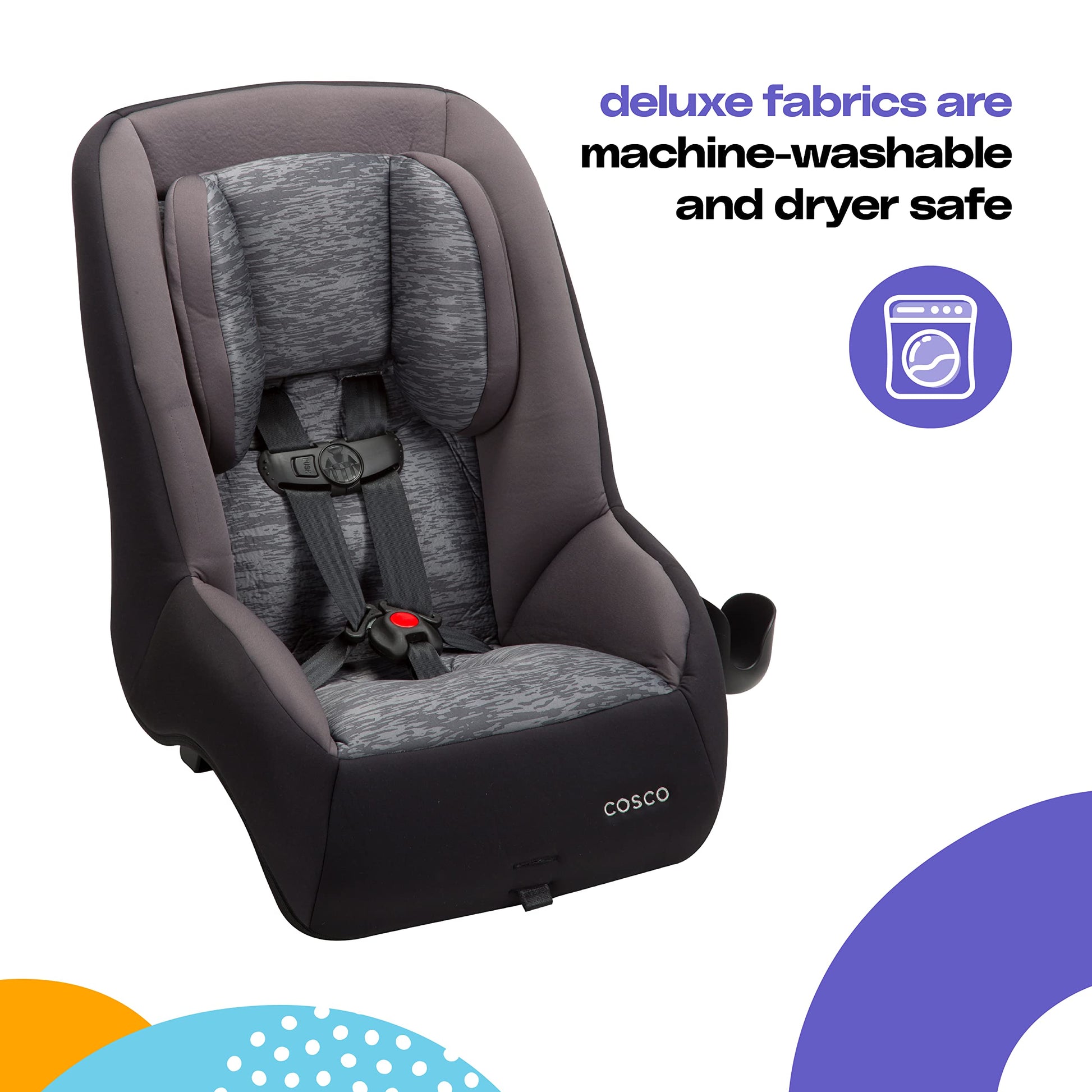 Cosco Mighty Fit 65 DX Convertible Car Seat, Heather Onyx Gray