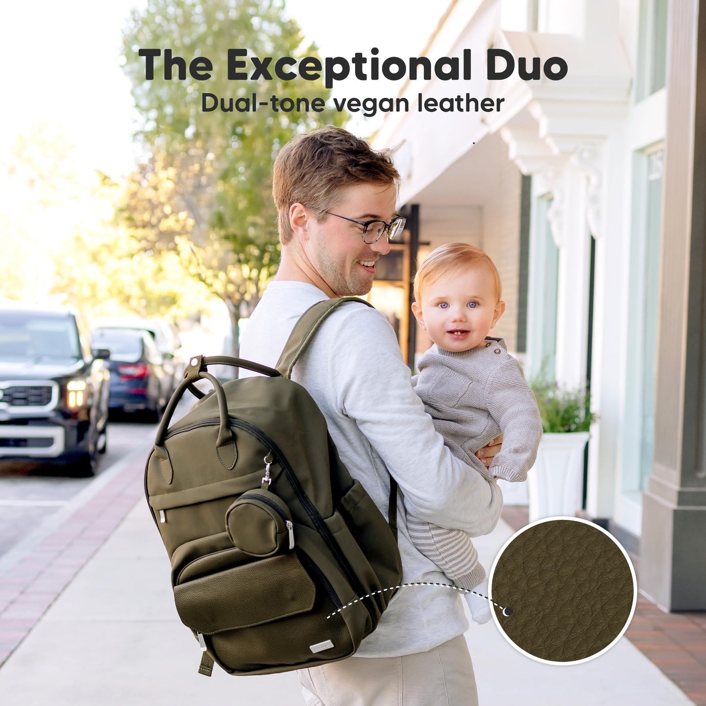 Mochila para pañales – Paquete de pañales de viaje multifuncional, bolsas cambiadoras de maternidad para bebé, capacidad compacta de 18 l, piel sintética, impermeable, unisex, elegante bolsa para