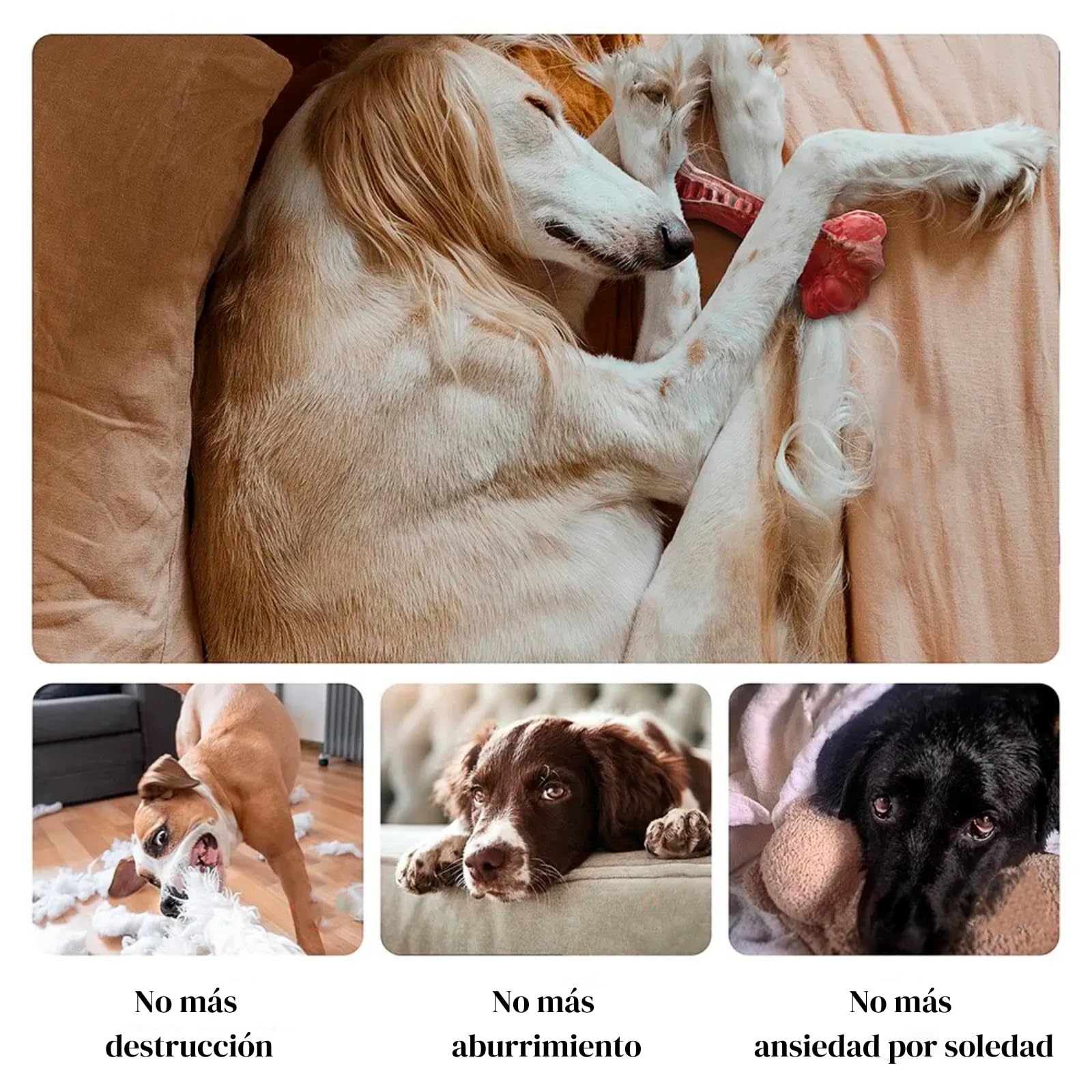 Genérico Juguetes para Perros Fuertes y agresivos Juguetes para Perros destructores Hueso para masticadores agresivos Juguetes para aliviar ansiedad de Perros Juguetes para Perros ansiosos Grandes