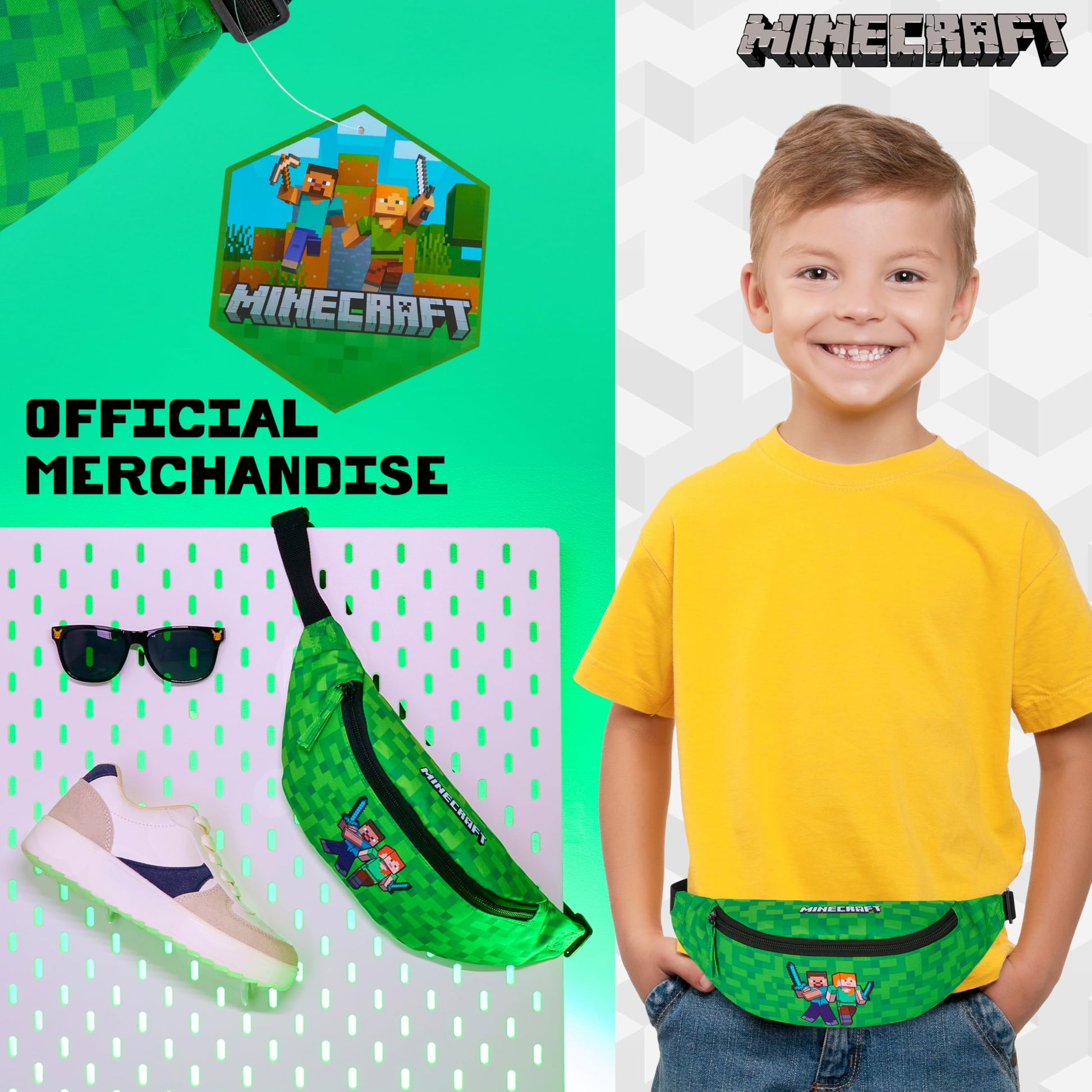 Riñonera Minecraft Verde con Cinturón Ajustable para Niños