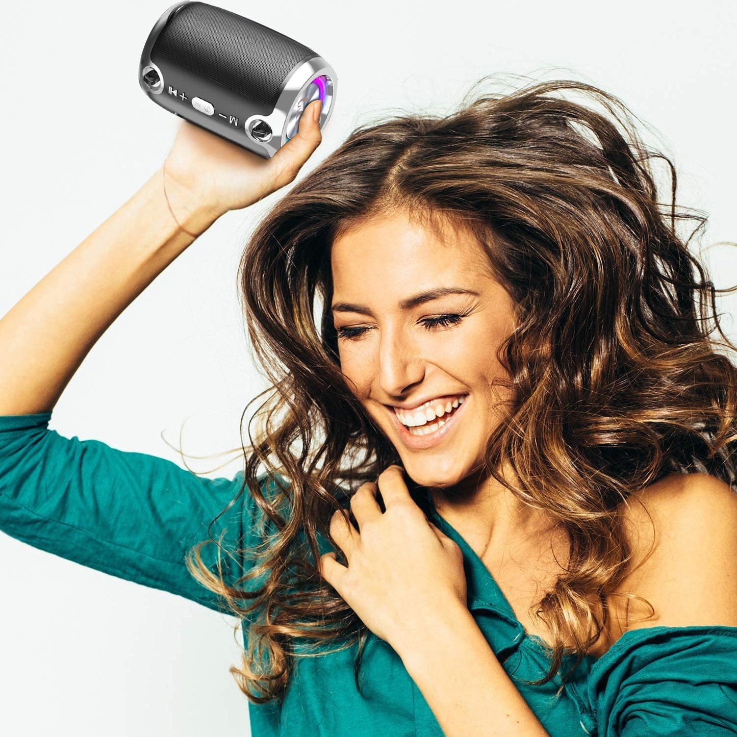 LED Bocina Bluetooth Portátil,Altavoz Inalámbrico Bluetooth， Altavoz Bluetooth Portátil con Sonido Estéreo HD,Alcance de 10 m de Bluetooth,Bajo Rico,Sonido HIFI para Picnics,Fiestas,Exteriores,Viajes