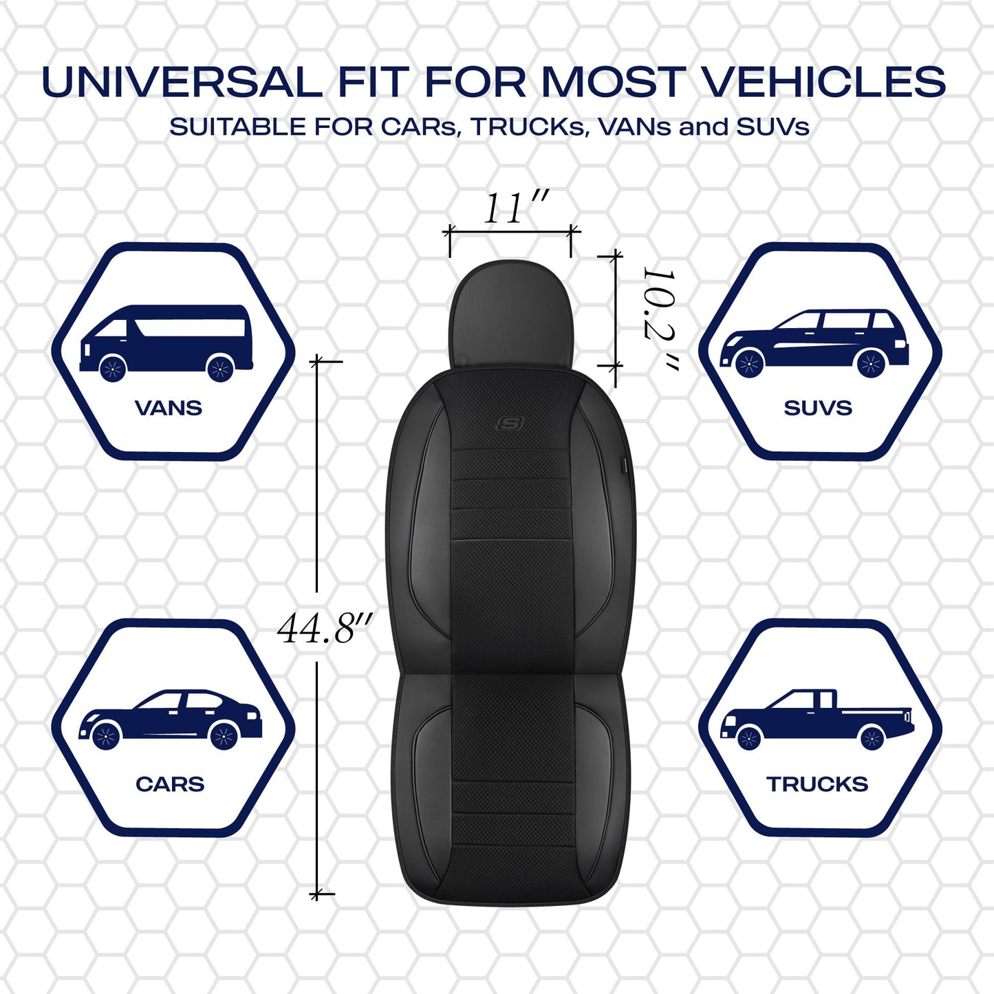 Skechers Memory Foam - Fundas protectoras de asiento de piel, malla Air Cool, gruesas, para dos asientos frontales, compatibles con bolsas de aire, cómodas, para la mayoría de vehículos, negro
