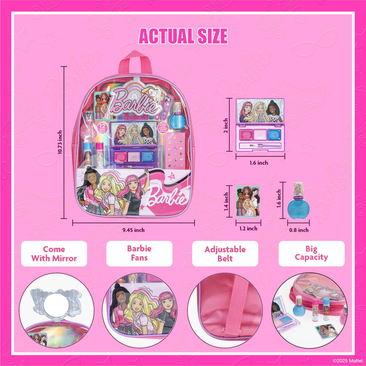 Barbie Mochila de Maquillaje Infantil Set de Belleza Regalo para Niñas