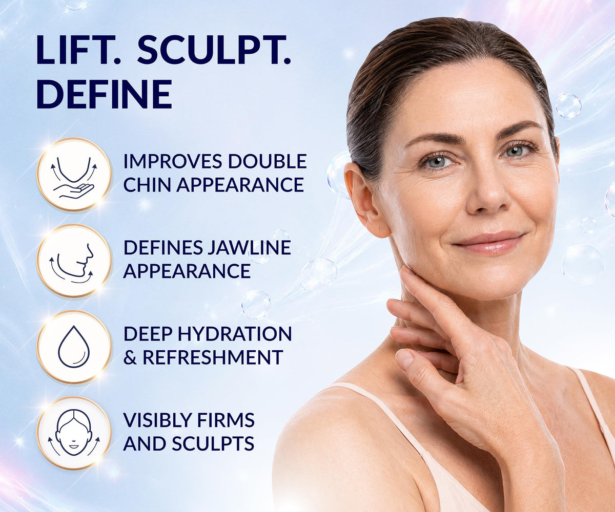 Stylia Mascarilla facial de colágeno MaxiLift V-Line Lifting - Doble mentón - Reductor de mandíbula - Mascarilla reafirmante y tensora de cuello con ácido hialurónico y aloe vera - Mentonera para dorm