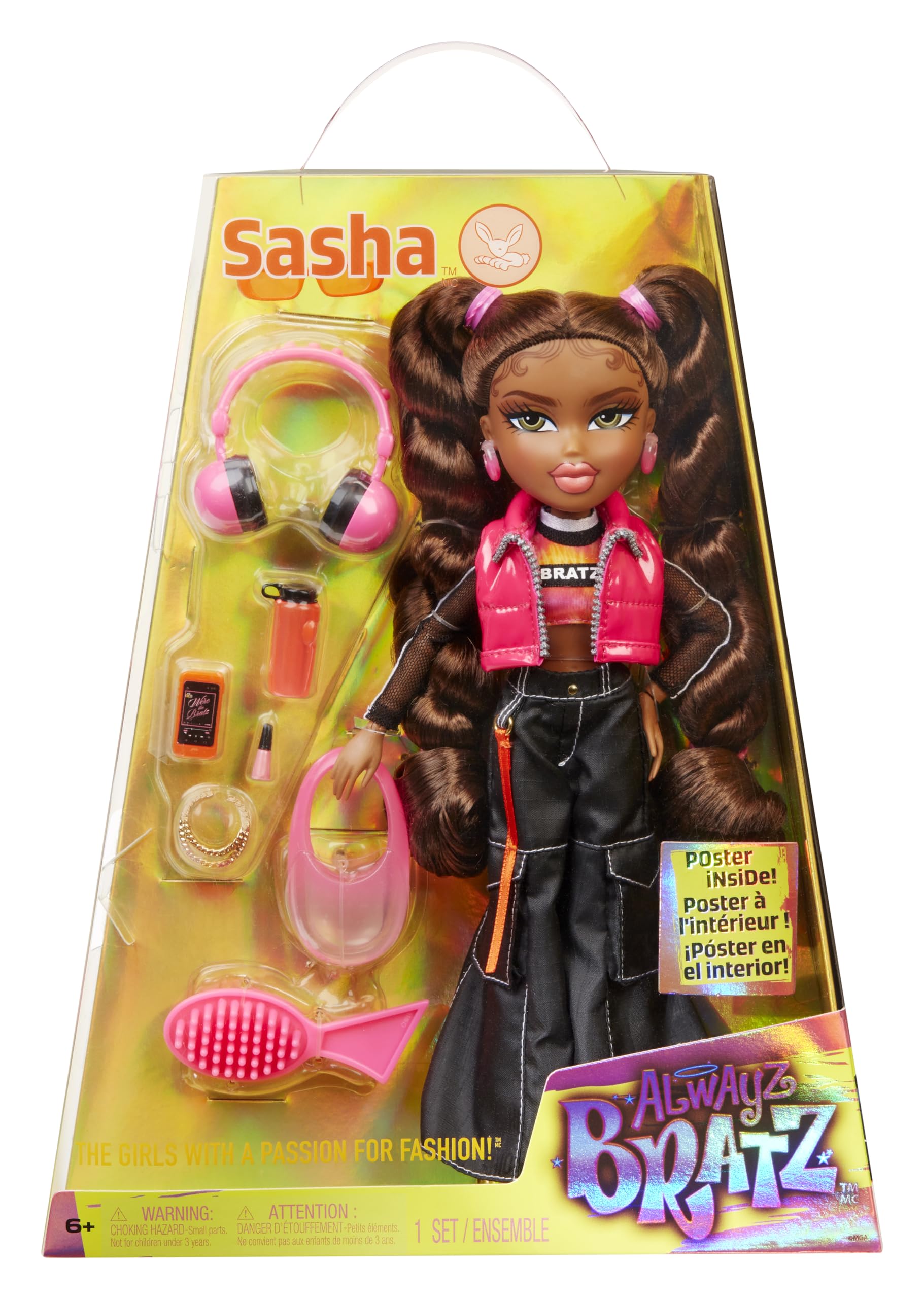 Bratz Alwayz Muñeca Sasha - con 10 Accesorios y póster - Juguete para niños y niñas - Edad: 6+ años