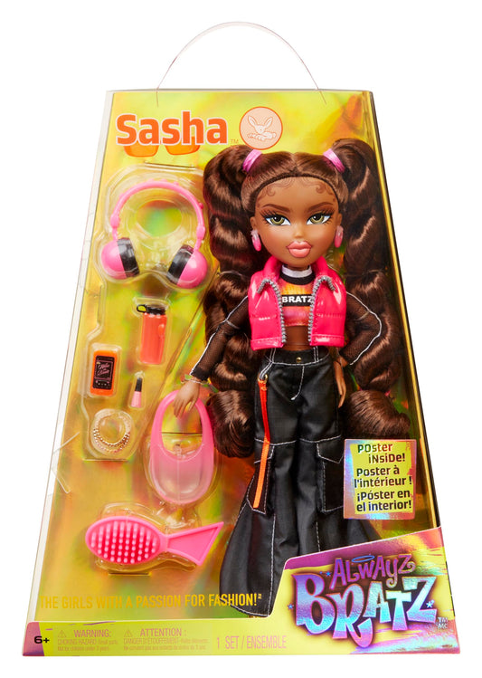 Bratz Alwayz Muñeca Sasha - con 10 Accesorios y póster - Juguete para niños y niñas - Edad: 6+ años