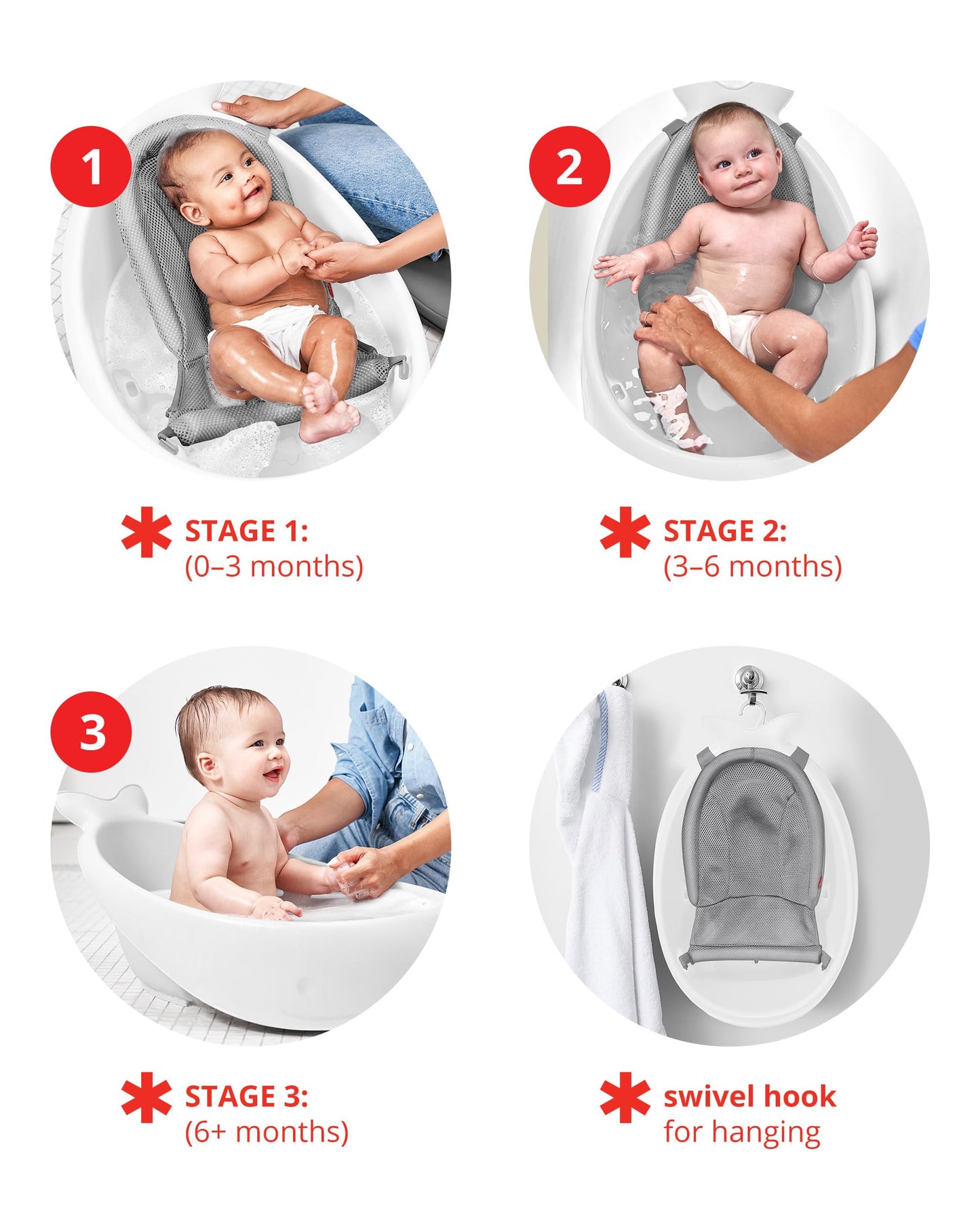 Tina Infantil Skip Hop Blanca Smart Sling Moby 3 Etapas para Bebé