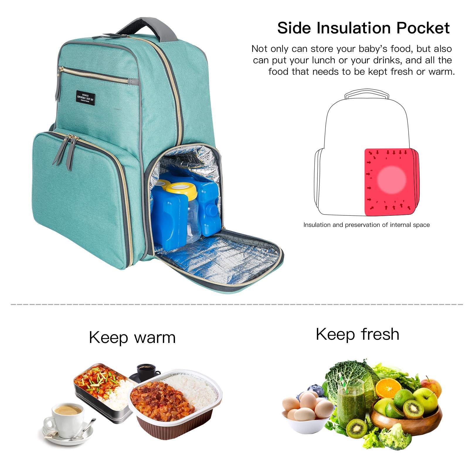 Mochila de extracción de leche para pañales, mochila multifunción para trabajo al aire libre con bolsillo aislante, forro polar verde con licencia oficial de star wars silent one crew., L
