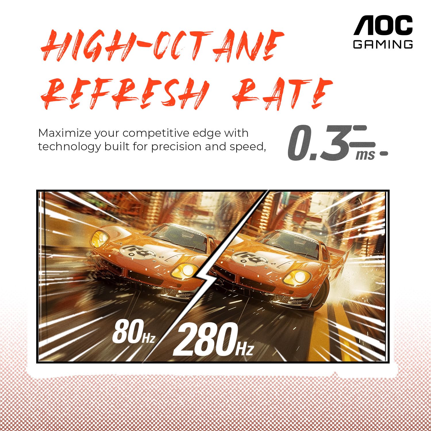 AOC C27G4ZH Monitor de Juegos Curvado sin Marco ultrarápido de 27 Pulgadas, FHD 1080p, 0.3 ms 280Hz, HDMI/DP, Altura Ajustable, 3 años de garantía de píxeles Muertos Cero, Negro, Compatible con