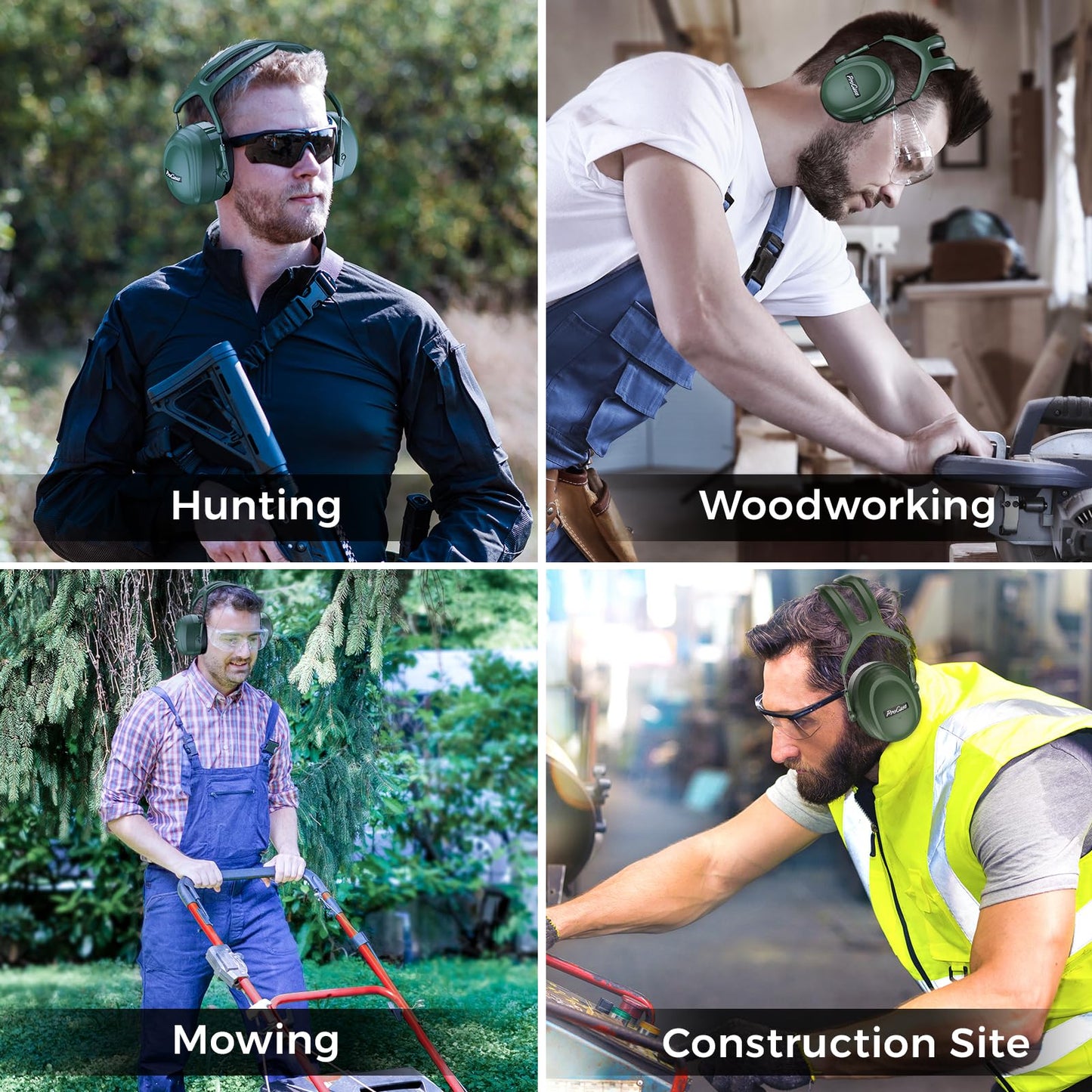 Auriculares ProCase Verde Cancelación de Ruido Earmuff SNR 37dB Orejera Insonorizada para Adultos