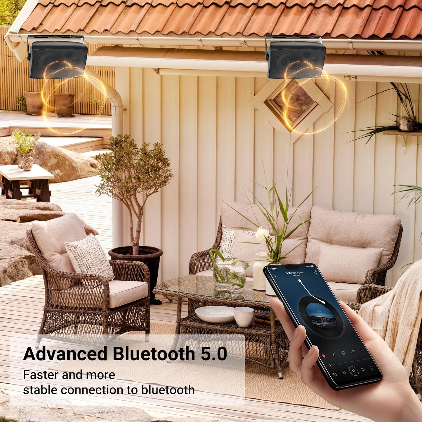 Altavoces Bluetooth para exteriores, 6.5 pulgadas, máximo 800 W, impermeables, con cable con amplificador multifuncional, sistema de altavoces para exteriores, para patio, jardín, piscina, hogar (4