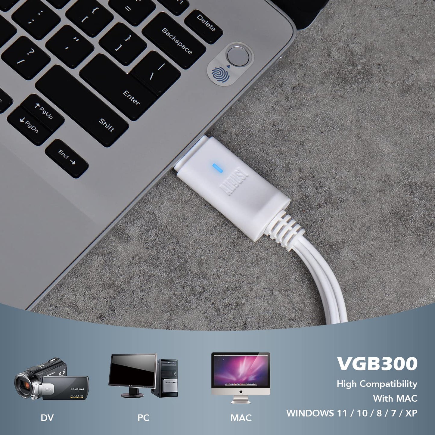 August Tarjeta de Captura de vídeo USB VGB300 - Transferencia VHS Hi8 de 8 mm a PC o Mac Compuesto en o S-Video para videocámaras y grabadora de vídeo VCR/Captura para Xbox 360 y PS3 Gameplay