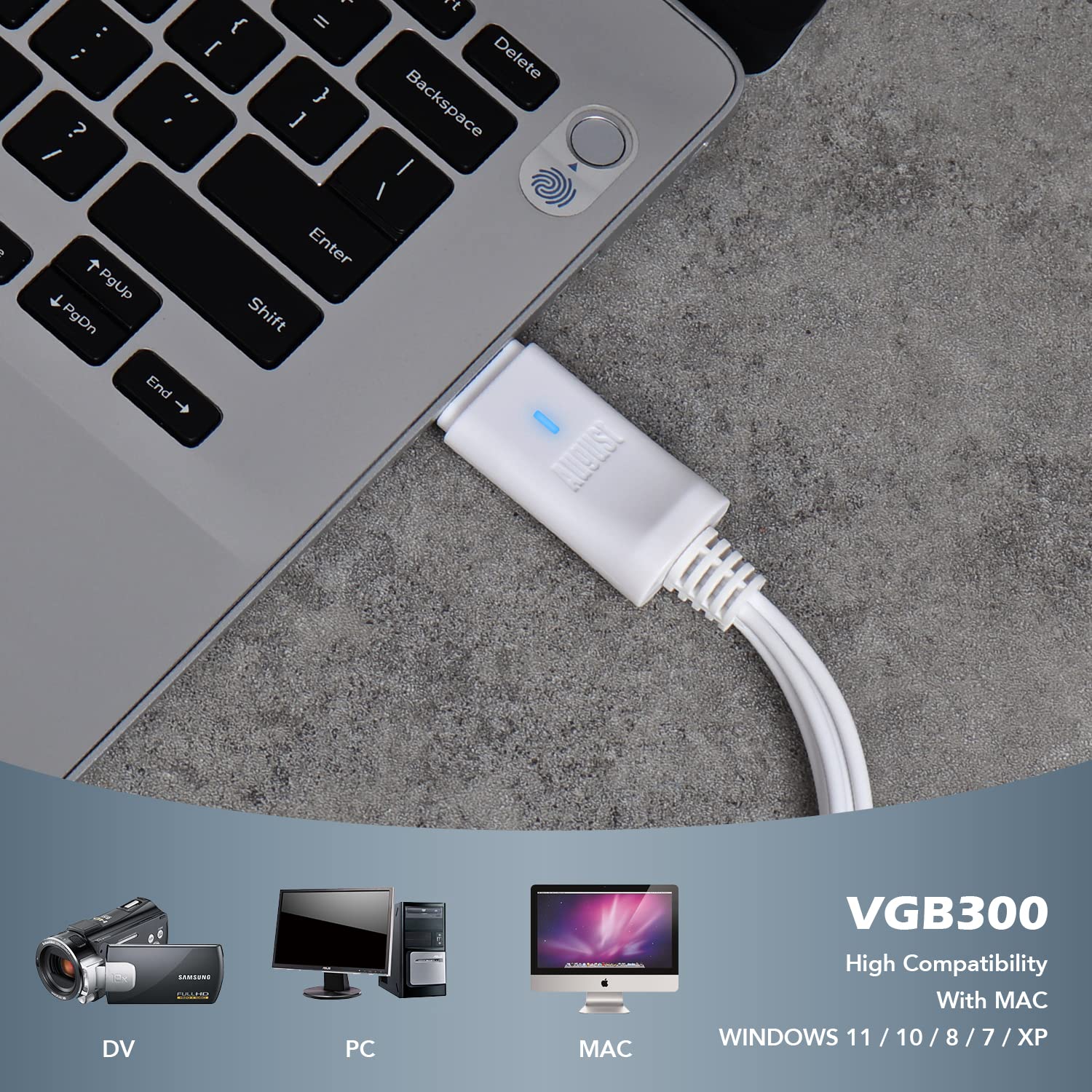 August Tarjeta de Captura de vídeo USB VGB300 - Transferencia VHS Hi8 de 8 mm a PC o Mac Compuesto en o S-Video para videocámaras y grabadora de vídeo VCR/Captura para Xbox 360 y PS3 Gameplay