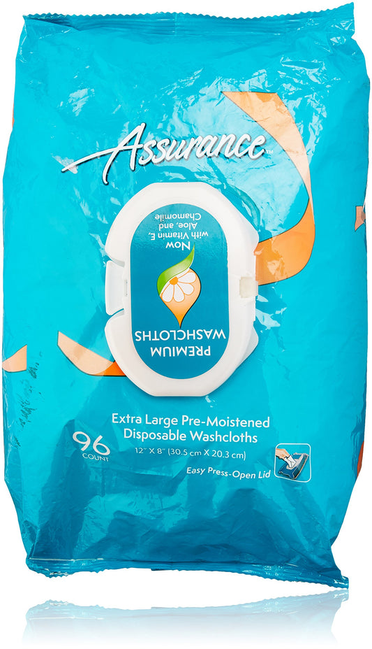 Assurance Pre-Moistened Extra Large Disposable Washcloths, 96ct by Assurance