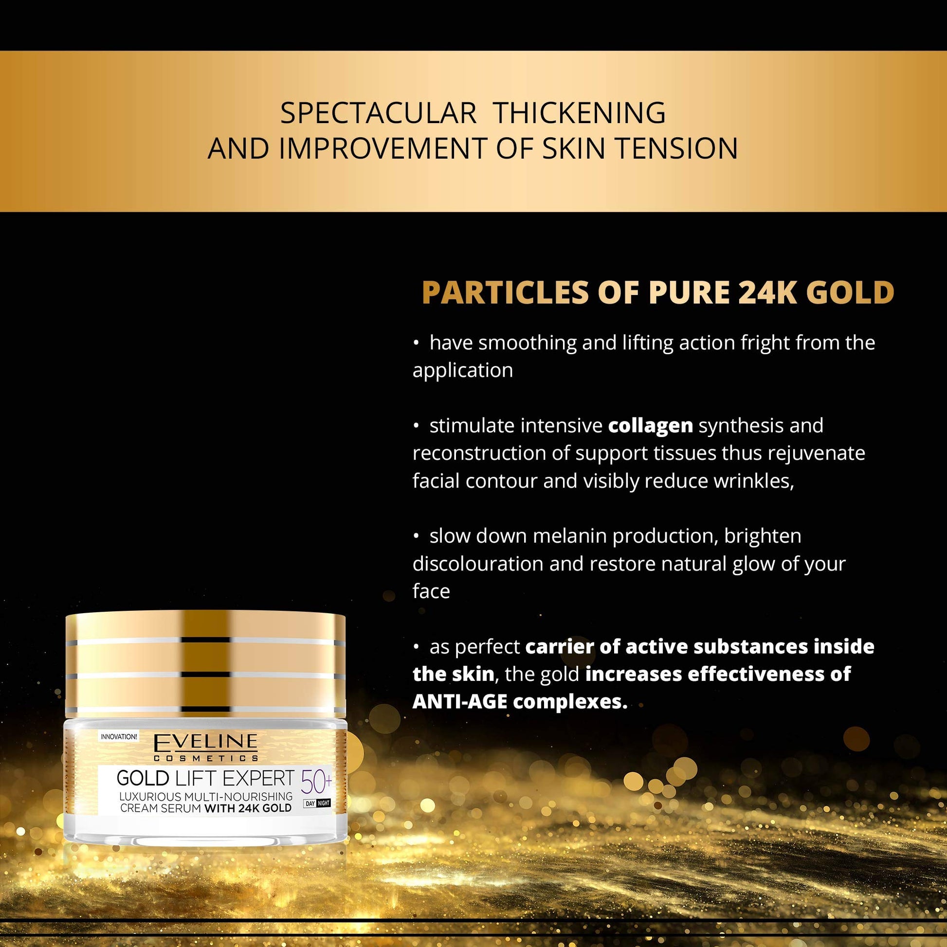 Gold Lift Expert - Suero de crema nutritiva de lujo con oro de 24 quilates a partir de 50 años