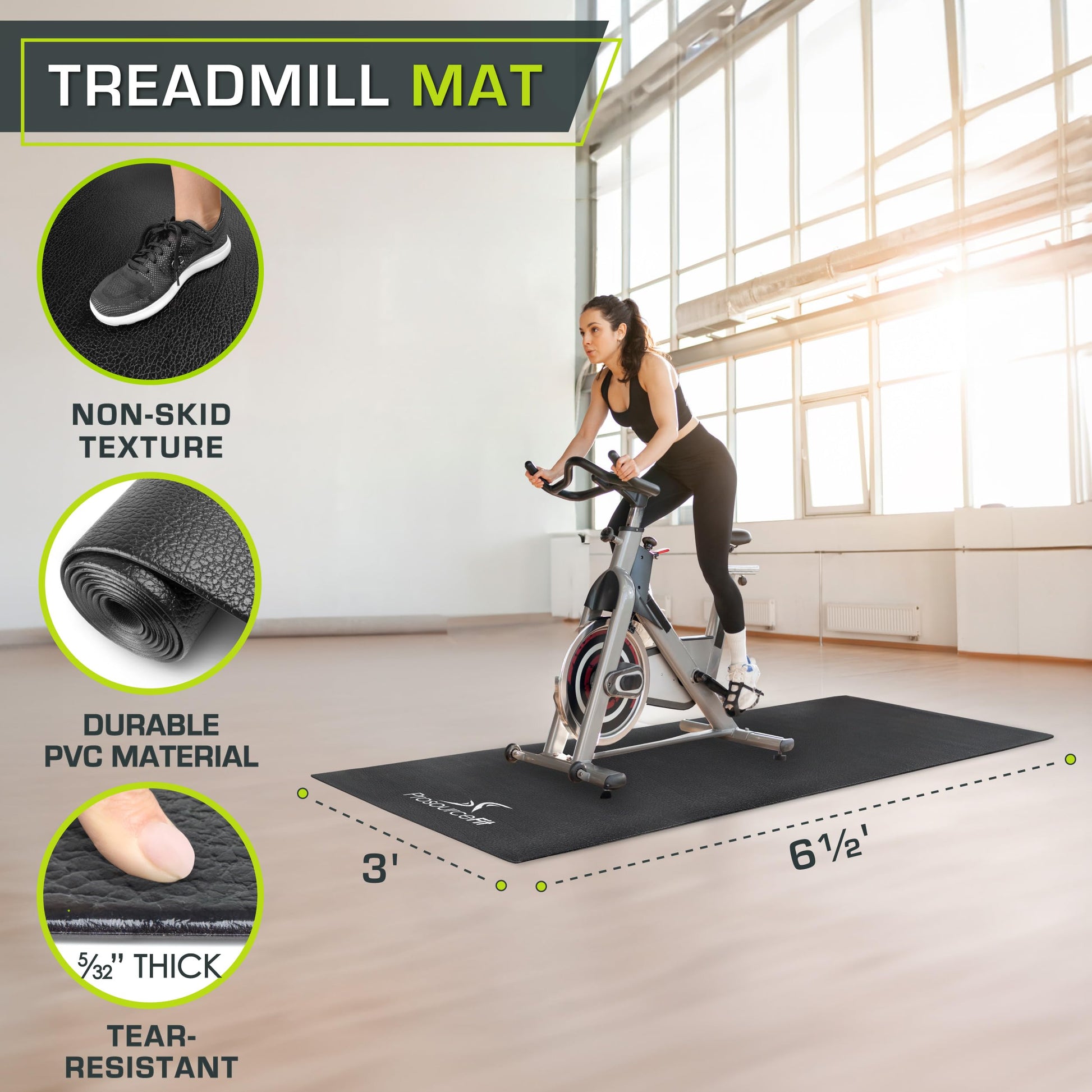 Tapete para Equipo de Ejercicio ProsourceFit Negro Alta Densidad Protector de Piso PVC