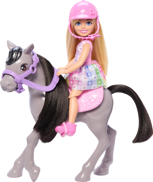 Barbie Set de Juego Chelsea Paseo en Pony para niñas de 3 años en adelante