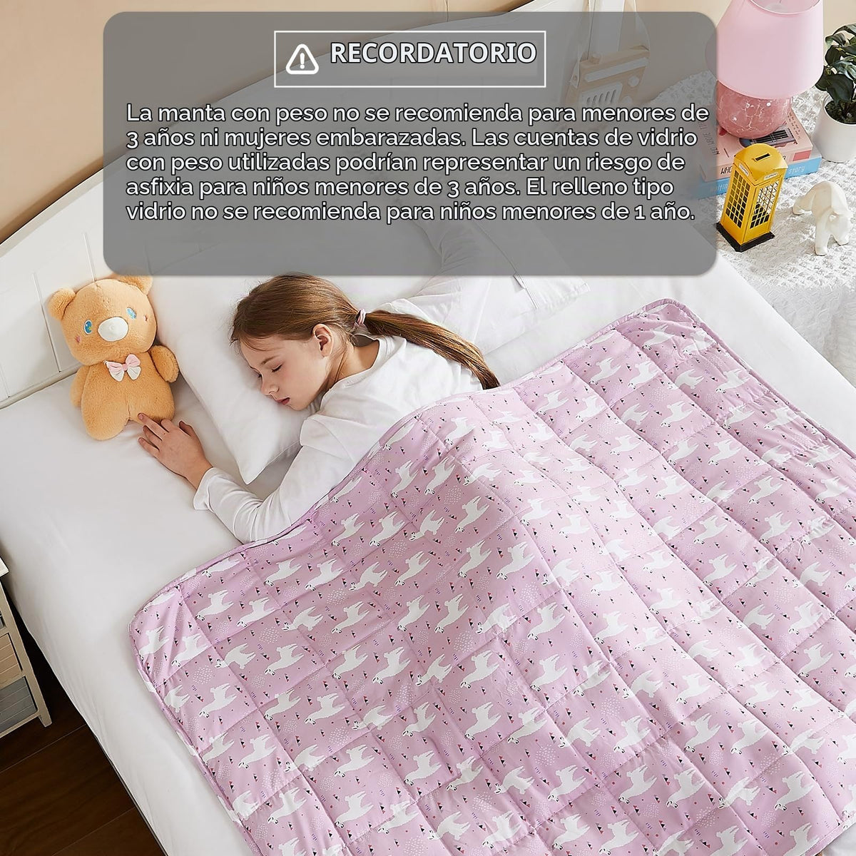 L'AGRATY - Manta con peso hecha de microfibra, manta pequeña con perlas de vidrio, suave y gruesa para todas las estaciones, 91 x 122 cm, 1.4 kg
