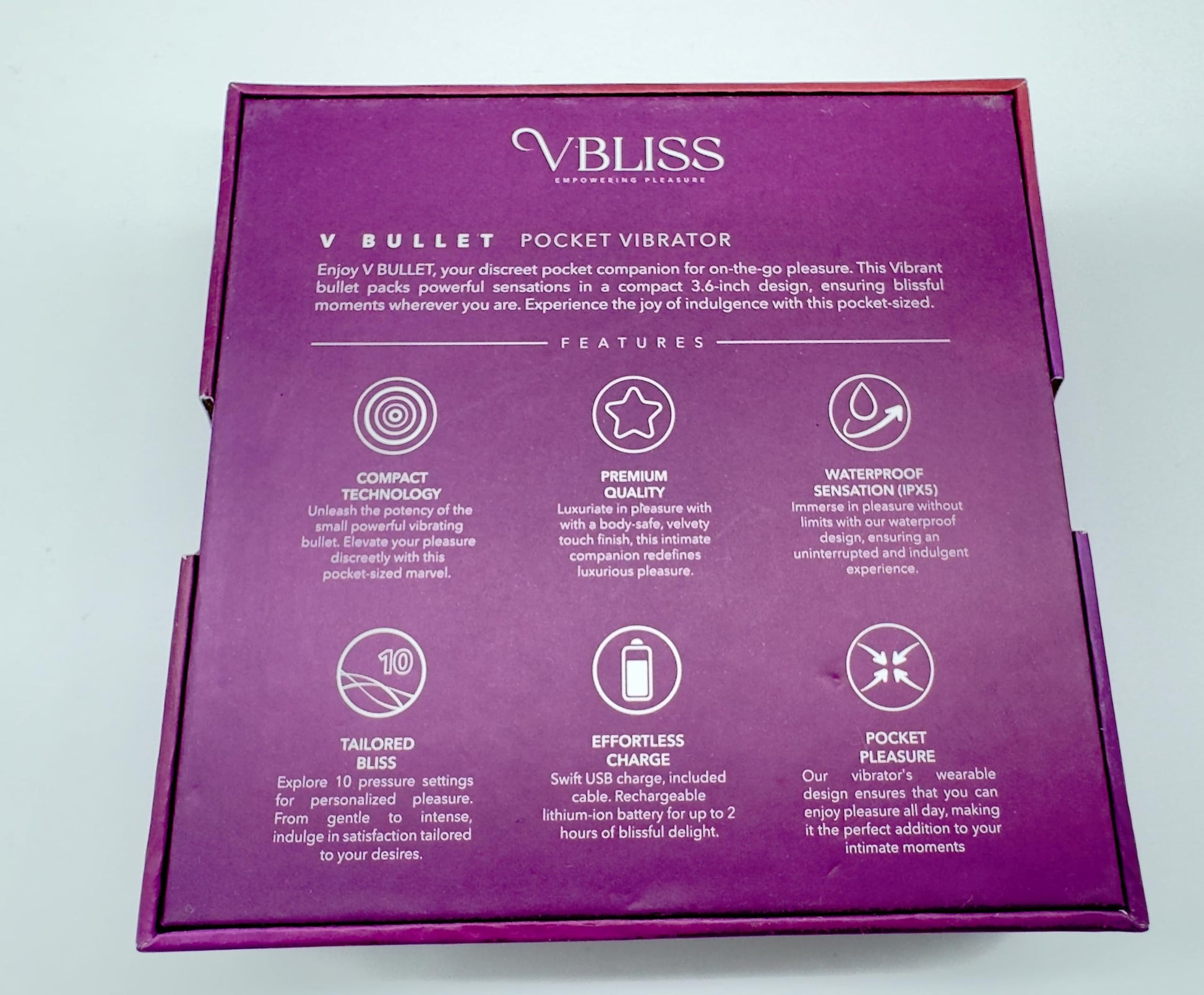 Vibrador Portátil V BLISS Rojo Certificado NOM con 10 Intensidades de Vibración para Placer Intenso y Máxima Discreción