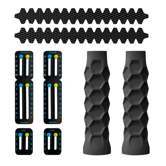 Kit de Accesorios para Pádel | Grip Antideslizante, Protector de Pala y Marcador de Puntos | Set Completo para Jugar Pádel | Accesorios Deportivos | Mejora Agarre y Protección (6 piezas - negro)