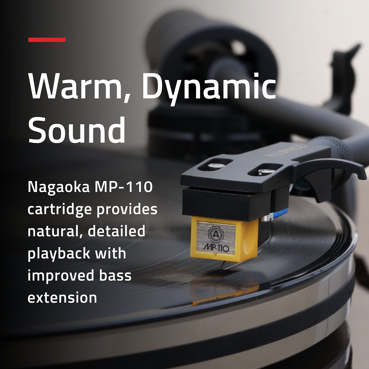 Fluance RT85N Tocadiscos de Vinilo de Referencia de Alta Fidelidad Reproductor de Discos con Cartucho Nagaoka MP-110, Plato Acrílico, Motor de Control de Velocidad, Plinto de Madera MDF de Alta Masa