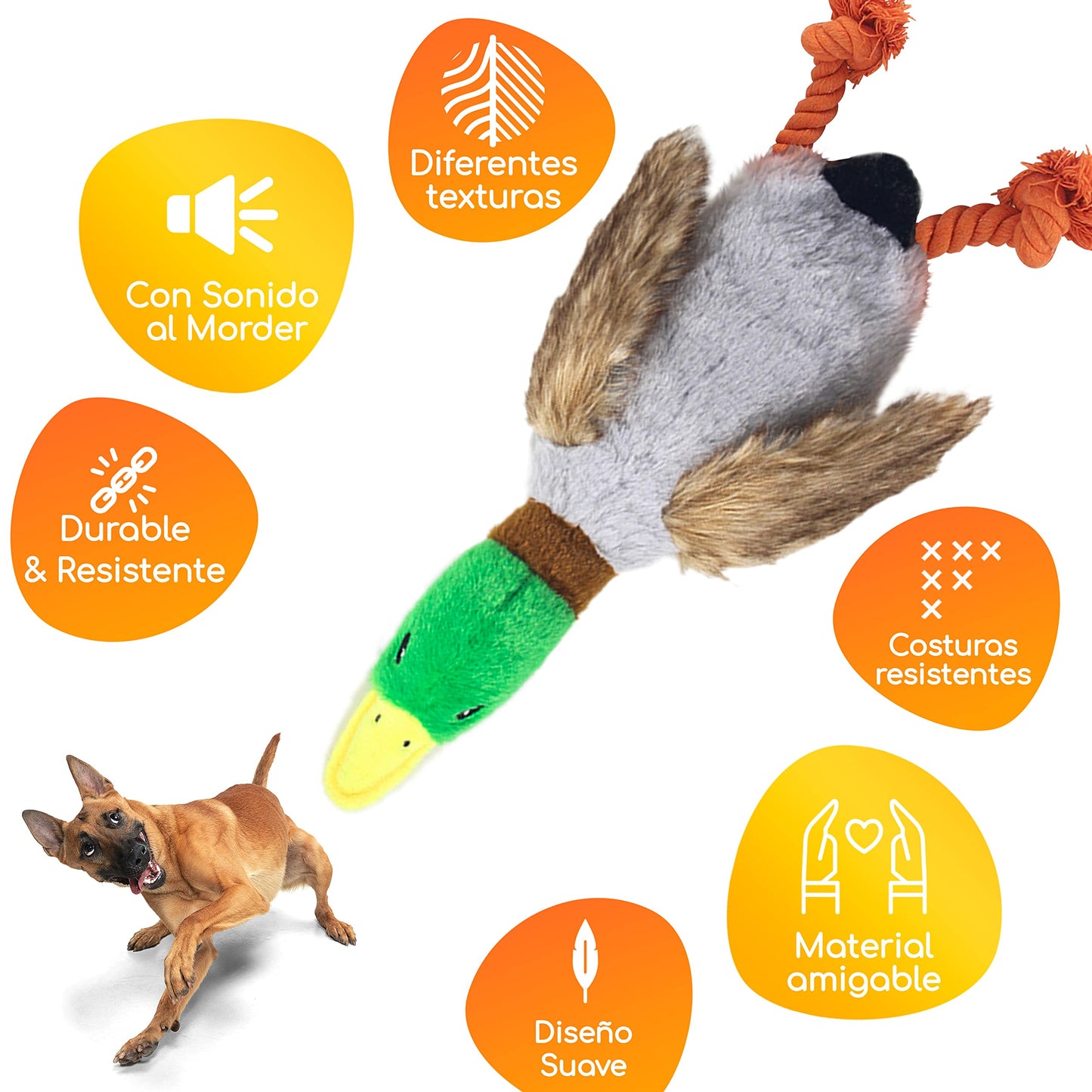 Juguetes para Perro MASCRETTA Pato Suave y Llamativo con Sonido