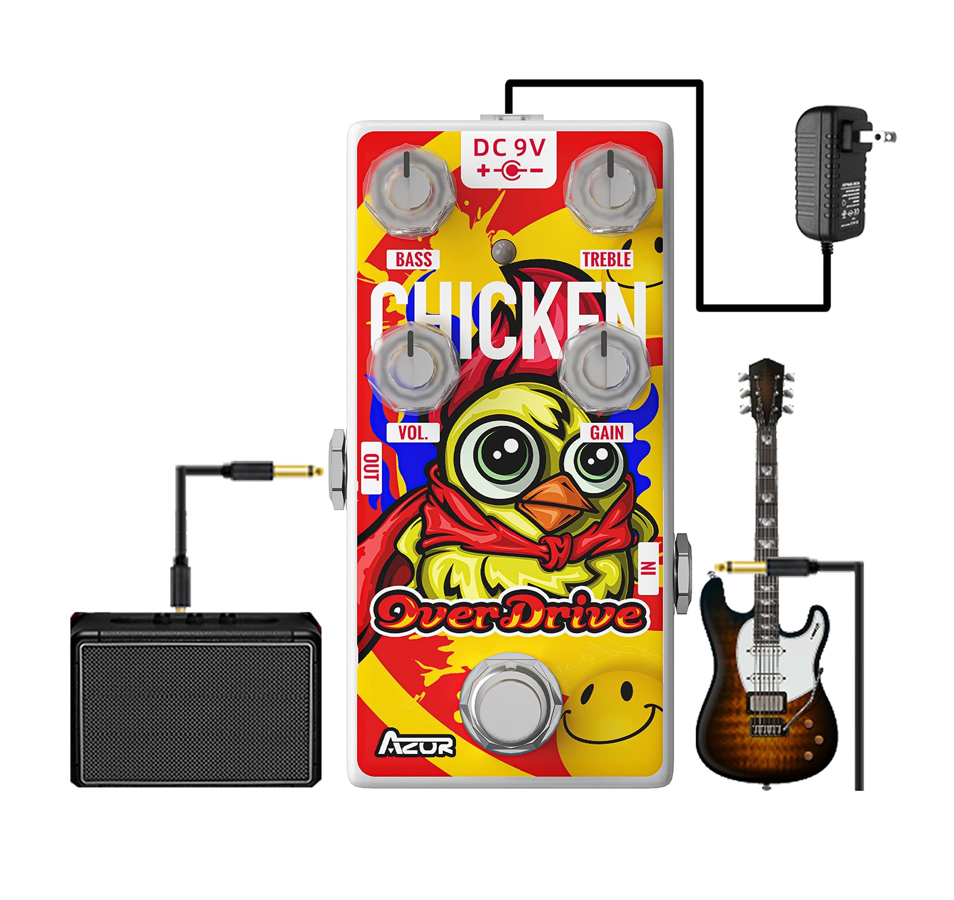 AZOR - Pedal de guitarra Overdrive para guitarra eléctrica, pedal True Bypass AP505