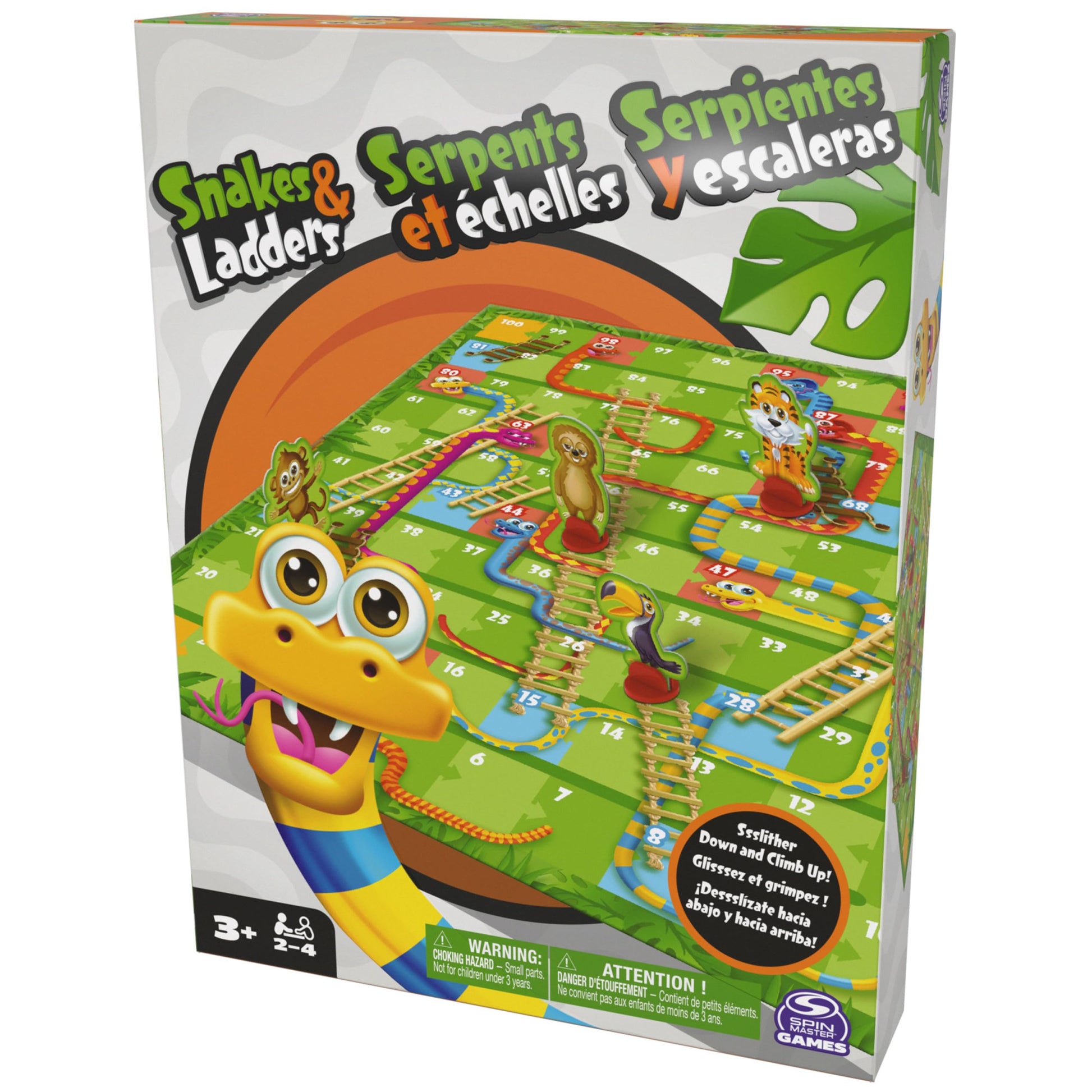 Juego de Mesa Spin Master Serpientes y Escaleras Colorido para Niños y Familias