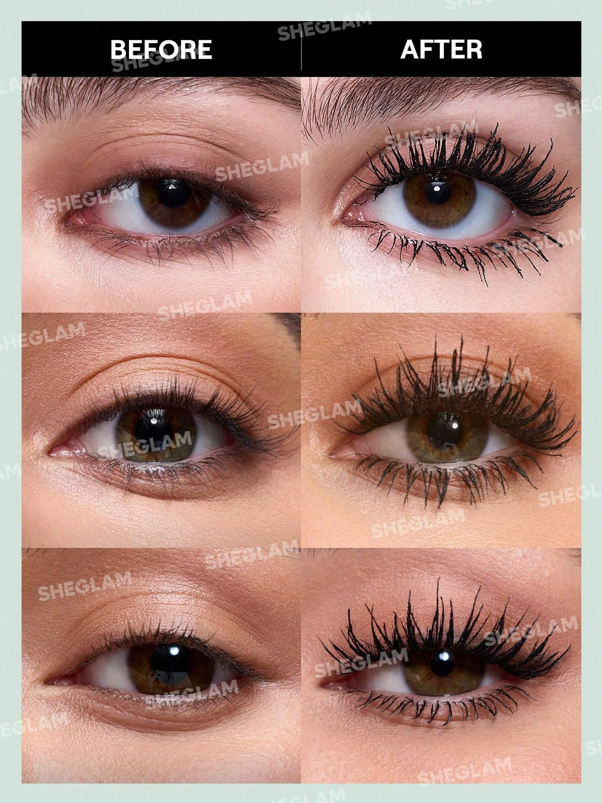 SHEGLAM Máscara de Pestañas 2 en 1 Volumen y Longitud - Rímel a Prueba de Agua de Larga Duración con Doble Cabezal - Maquillaje de Ojos