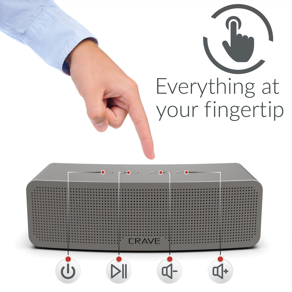 Altavoz Bluetooth Inalámbrico Crave Curve Negro con Sonido Inteligente y Graves Mejorados