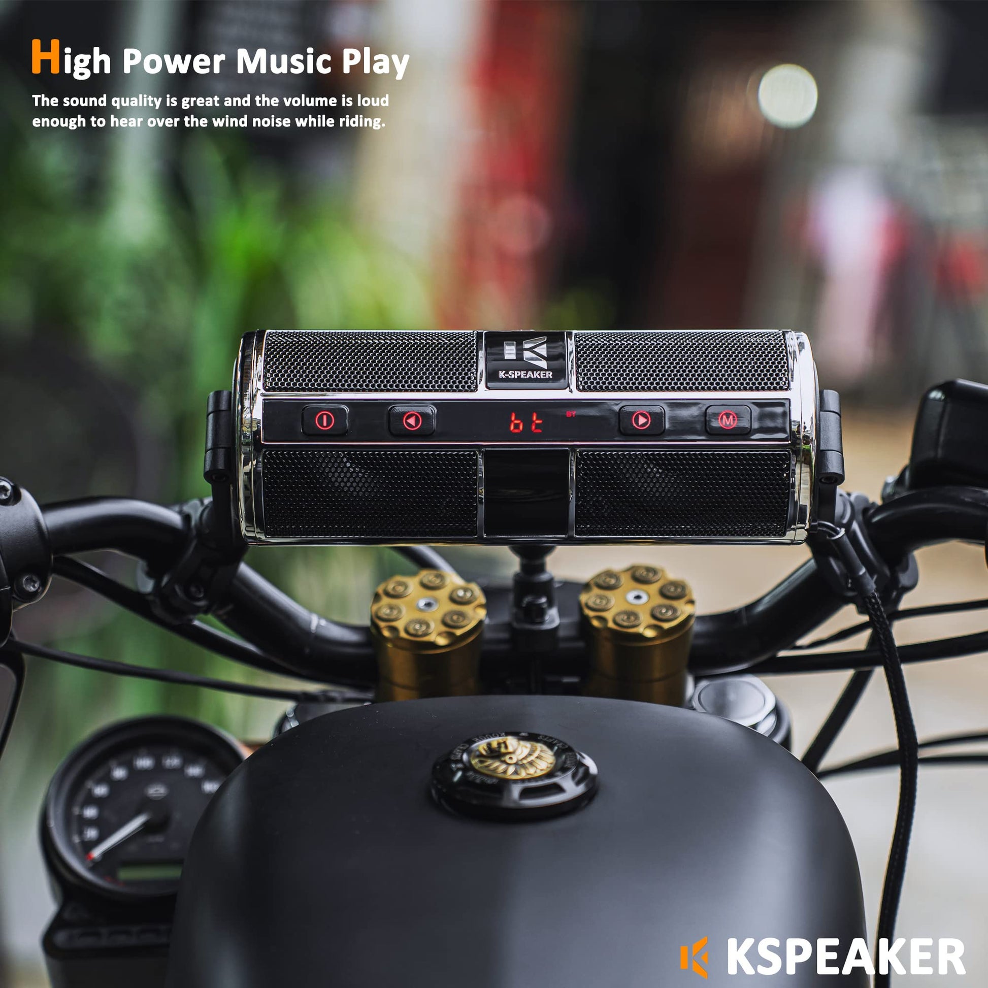 KSPEAKER - Altavoces para motocicleta, sistema de audio Bluetooth impermeable, amplificador incorporado, ideal para ATV, scooter, bicicleta, vehículo de 12 voltios, reproductor MP3 de metal de 3