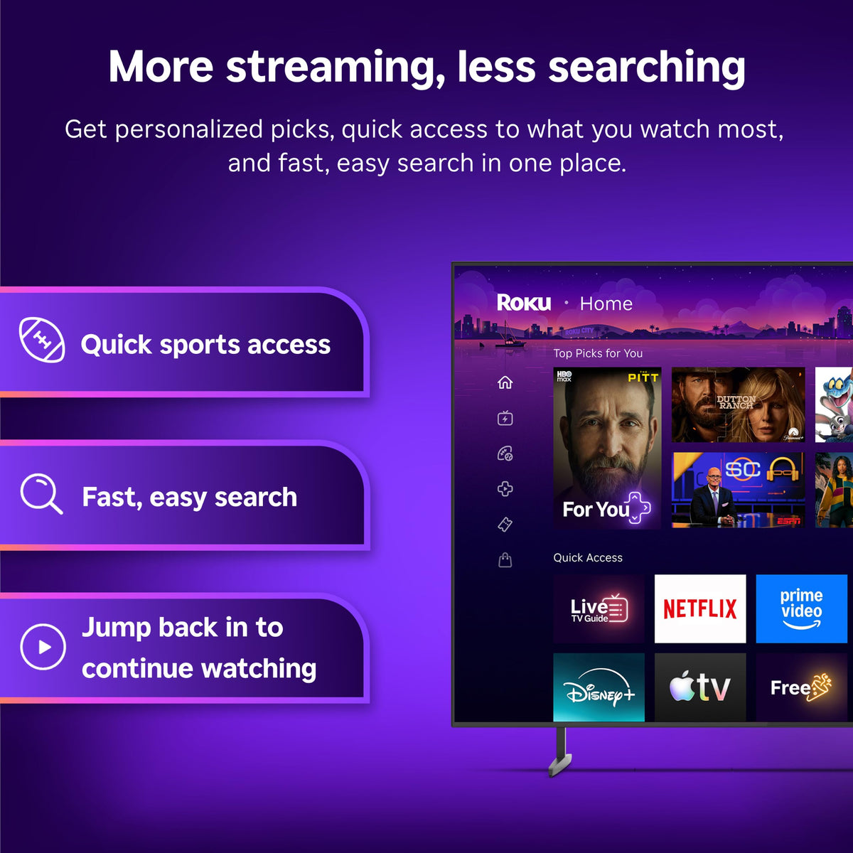 Barra de Sonido Roku Negra con Transmisión 4K HD HDR y Claridad de Voz Mejorada para TV
