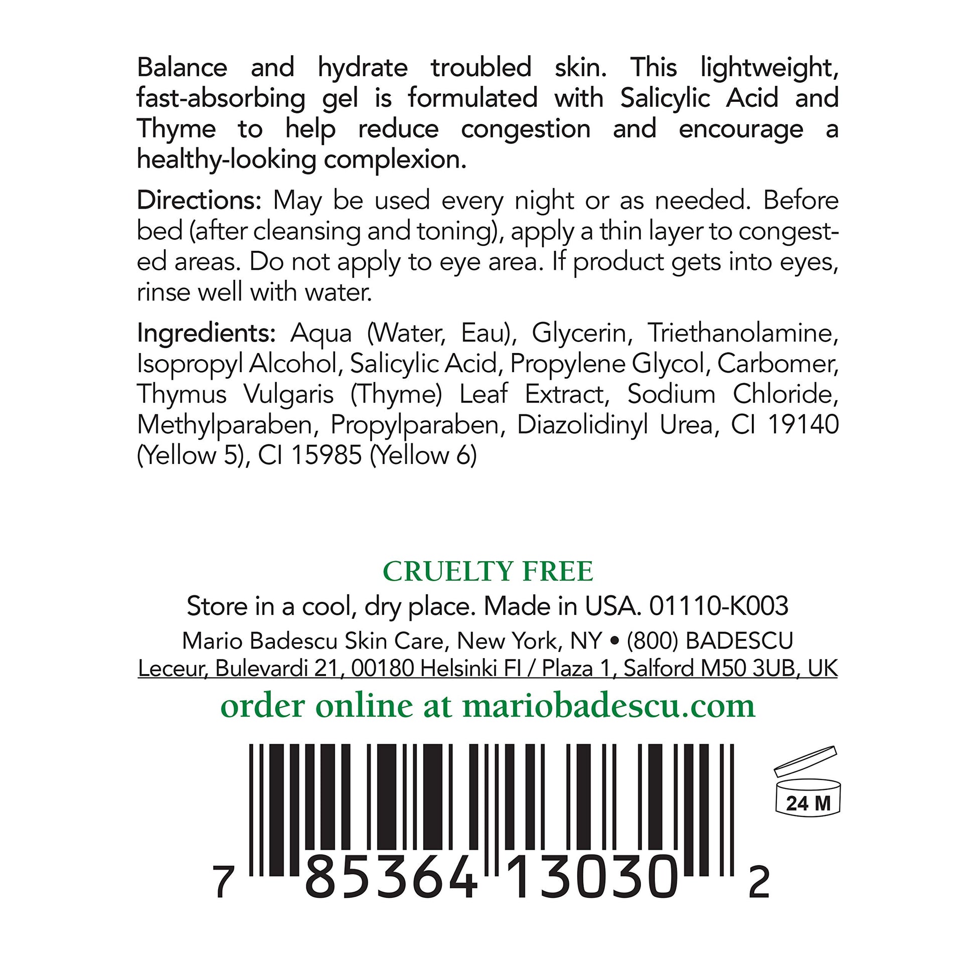 Mario Badescu Suero antiacné para pieles mixtas y grasas | Suero en gel clarificante que combate los poros obstruidos | Formulado con ácido salicílico y glicerina | 1 onza líquida