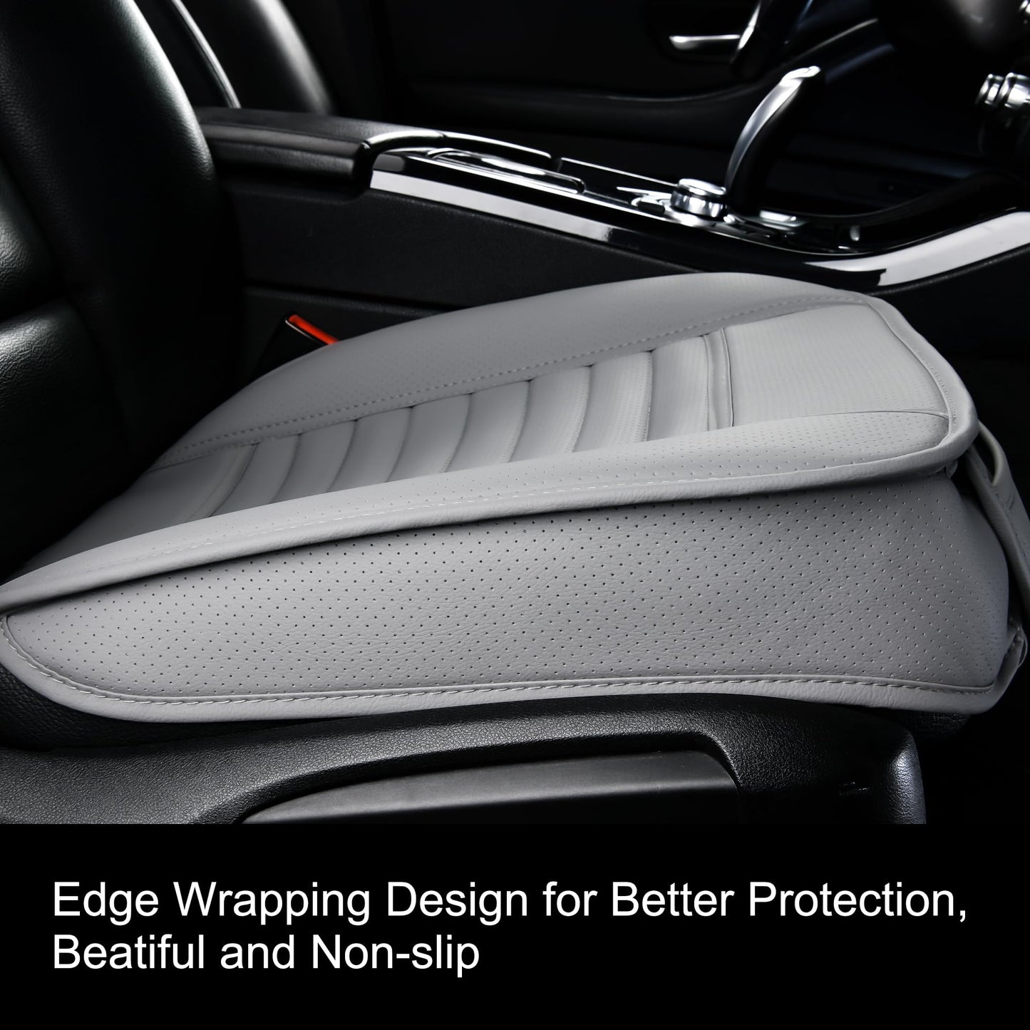 Sunny color 2 piezas con borde envolvente, fundas para asientos delanteros de auto cómodas, protectores de asientos, fundas de asiento antideslizantes con acolchado inferior para auto con piel