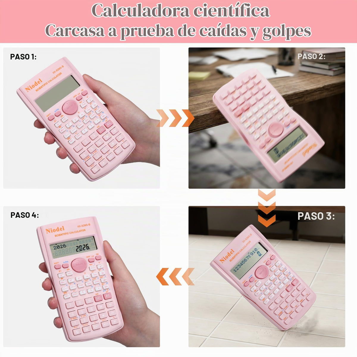 Calculadora Científica Estudiantes Rosa 2 Líneas para Matemáticas
