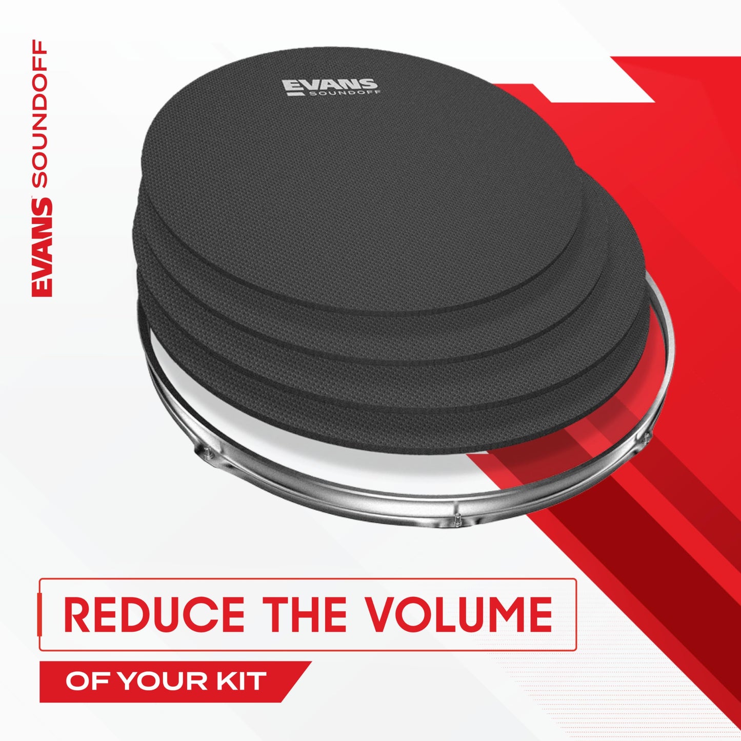 EVANS Sound Off Silenciadores de Batería Tom/Tarola Standard Kit 12", 13", 14", 16" Paquete de 4